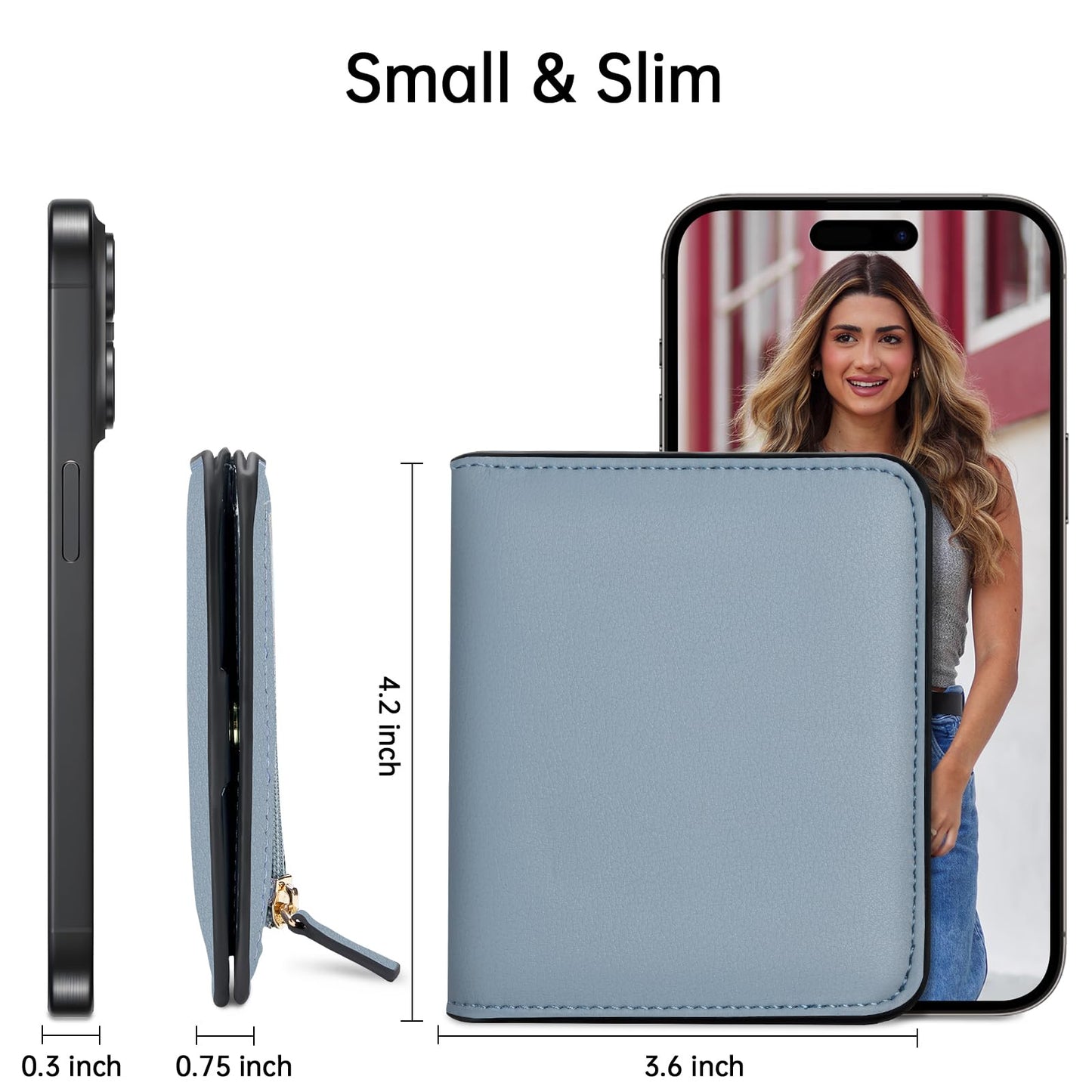 Toughergun Women’s Small Slim Leather Wallet with RFID Protection, Compact Bifold Mini Purse with
