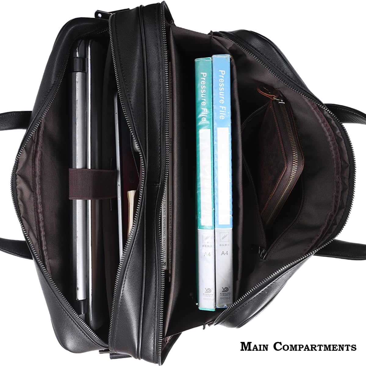 STAR VISTA Sforza Large 18" Laptop Messenger Bag, Leather Briefcase for Men, Business Travel, YKK Zippers and Brass Hardware