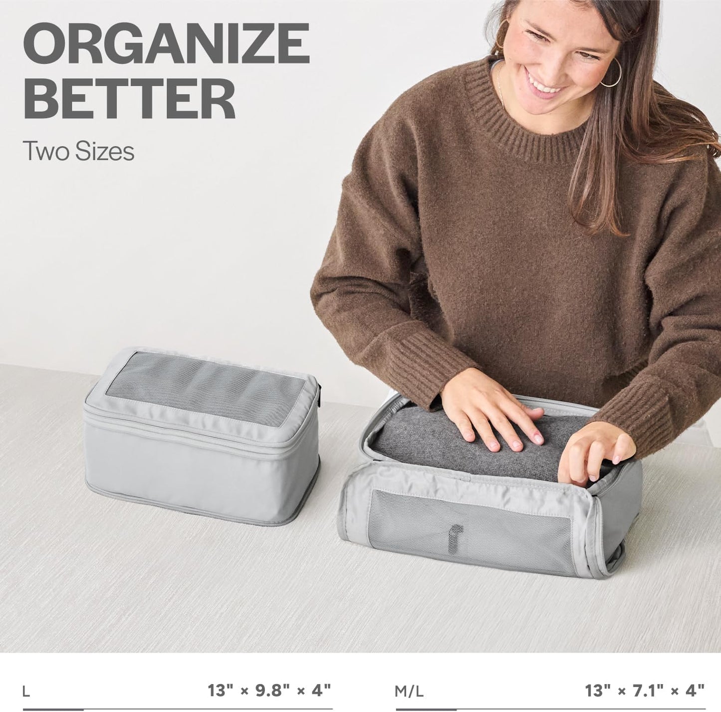 Aerotrunk Compression Packing Cubes for Travel - Luggage Organizer Bags - Double Zipper Packing