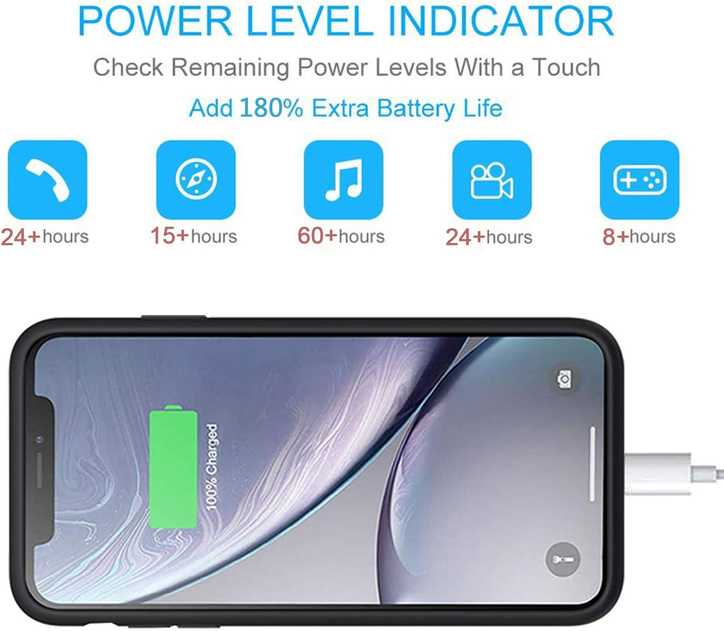 Battery Case for iPhone XR, 7000mAh Slim Portable Protective Charging case Compatible with iPhone XR (6.1 inch) Rechargeable Battery Pack Charger Case (Black)
