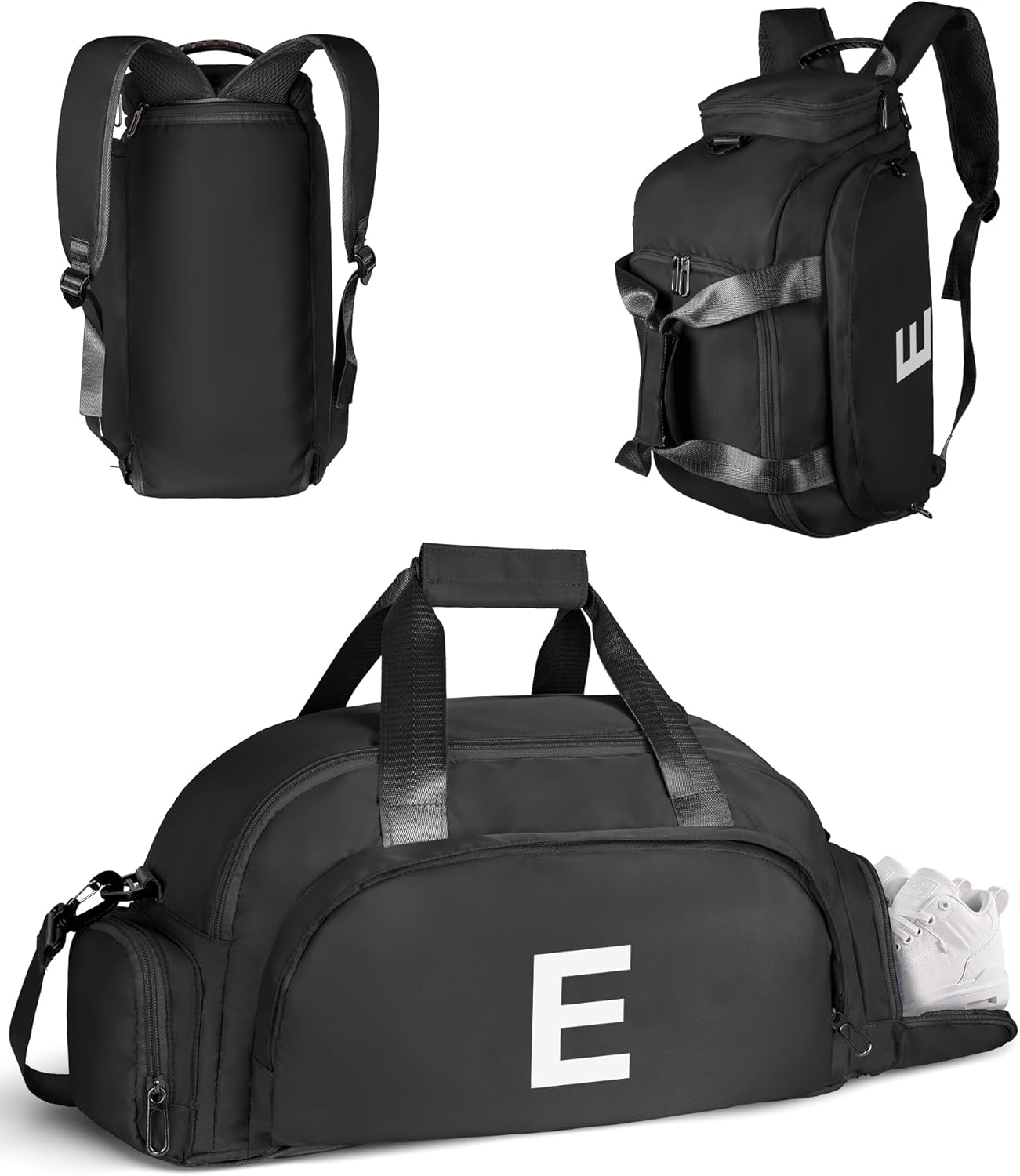 14 Year Old Boy Birthday Gifts, Initial Gym Bags with Shoe Compartment, Dance Bag for Girls, Monogram Kid Overnight Bags, Carry on Travel Duffel-Perfect for Basketball Soccer (Letter E)