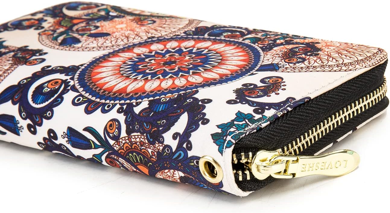 Women Wallet Card RFID For Womens Holder Blocking Credit Small Zipper Purse Pocket Bifold Slim Coin ID Ladies Wristlet Clutch Large Capacity Window Case Travel Zip Women's