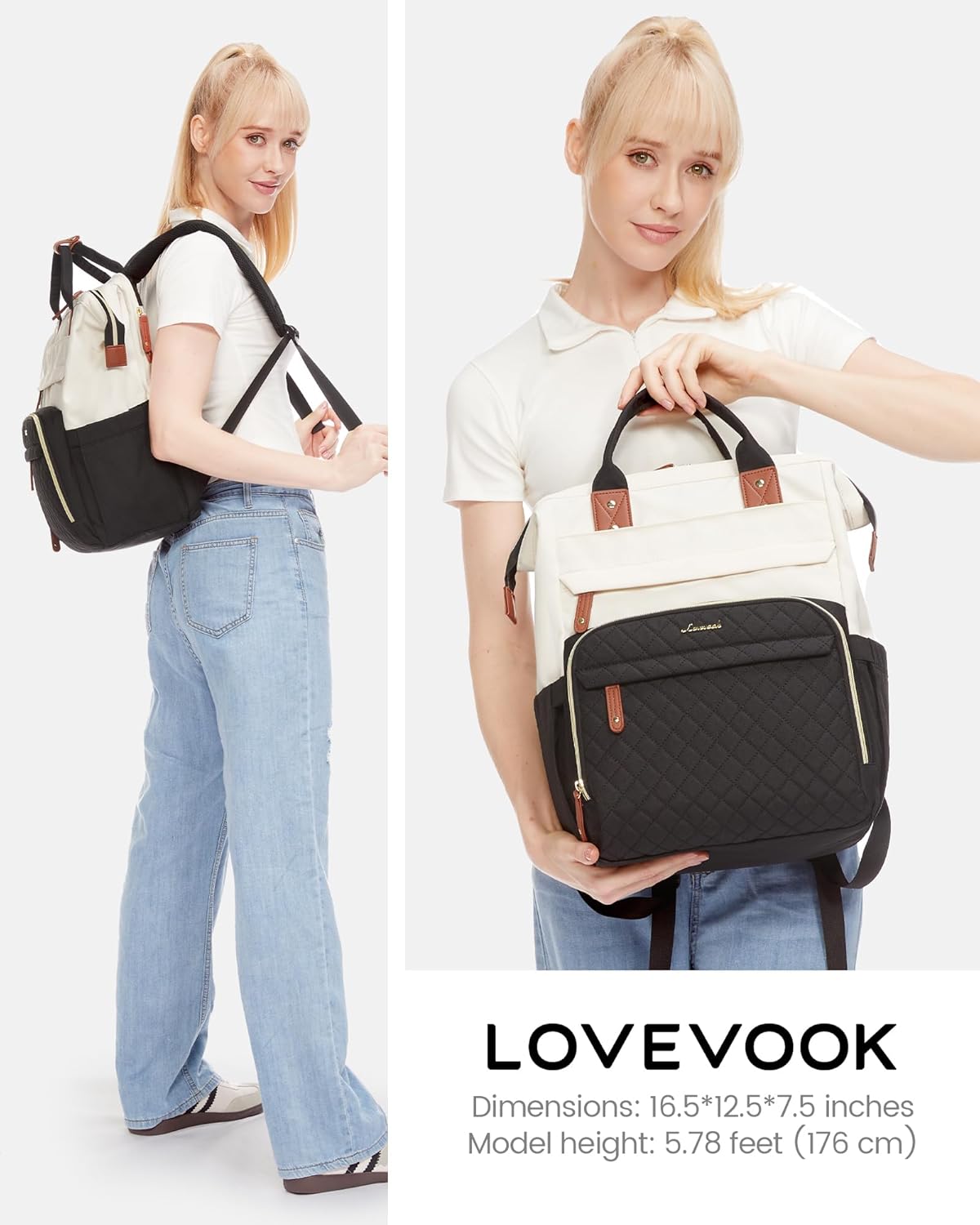 LOVEVOOK Laptop Backpack for Women, 15.6'' Waterproof Nurse Bag Teacher Work Backpack Purse for