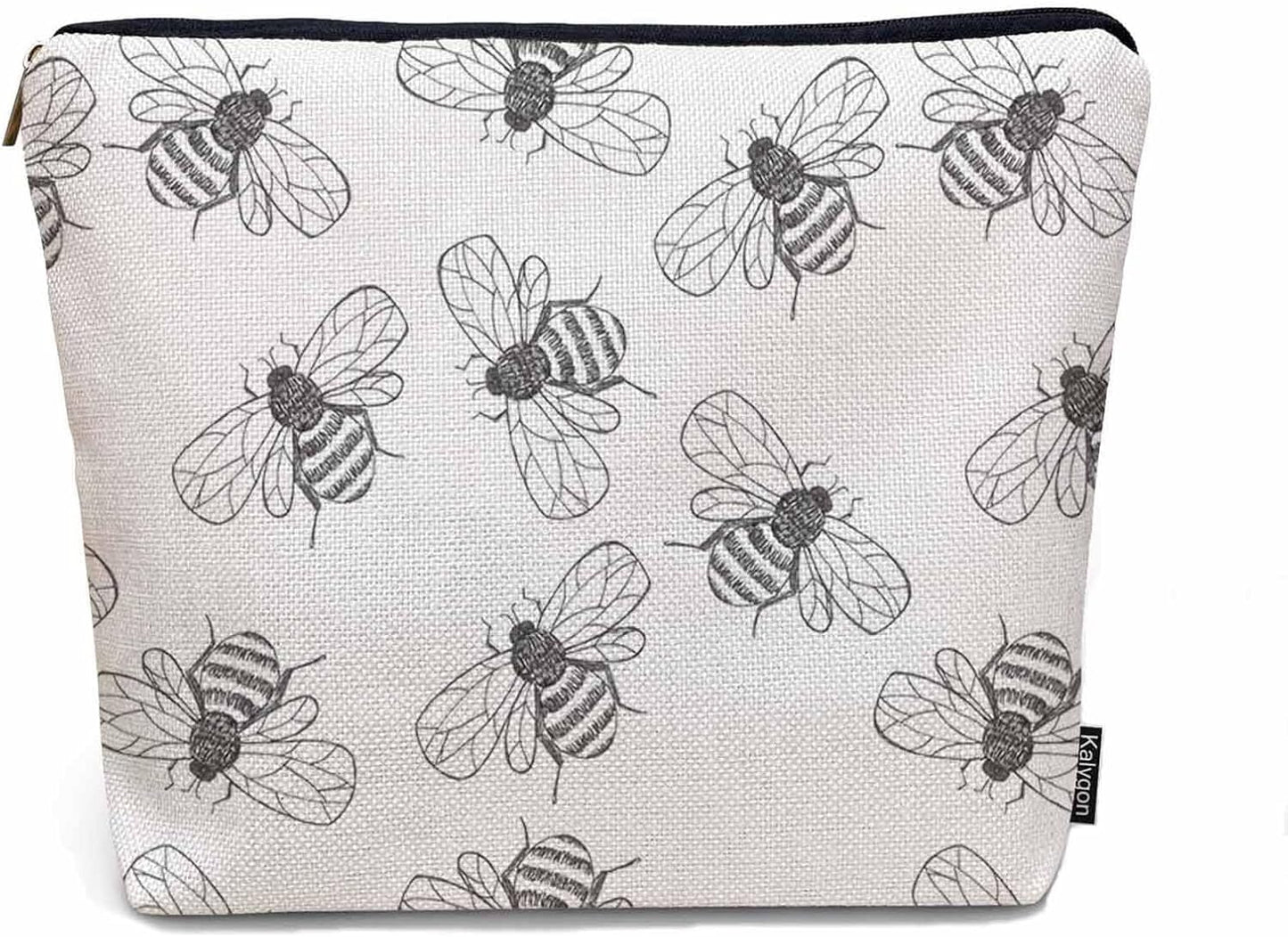 Bumblebee Makeup Bag For Women, Adorable Cosmetic Bag Makeup Bags, Gray Animal Bee Bumblebees Zipper Bag Travel Bags Toiletry Organizers Pouch Bags Washing Bags For Gym Bathroom
