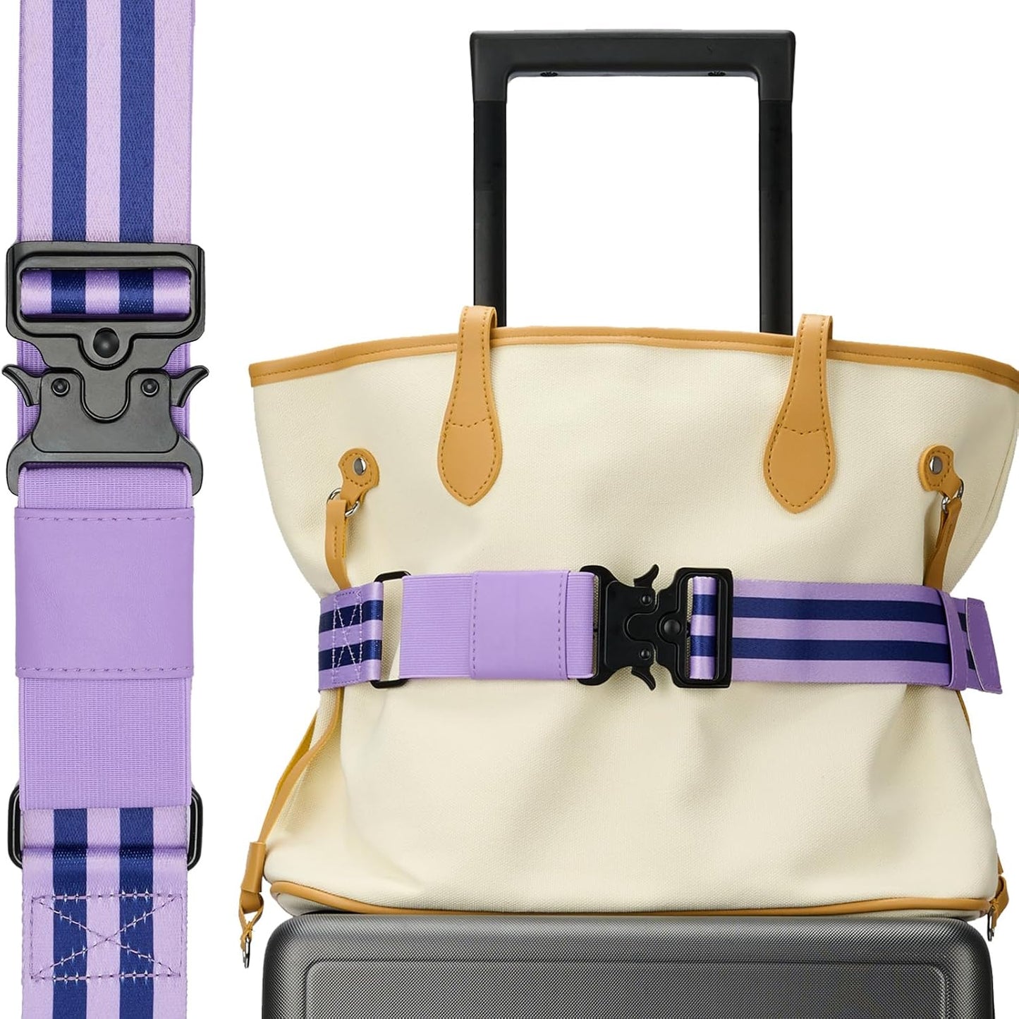 Travel Belt for Luggage, Adjustable Luggage Straps, Add a Bag Luggage Strap for Carry On Bag, Personalized Travel Accessories for Women & Men (Purple)