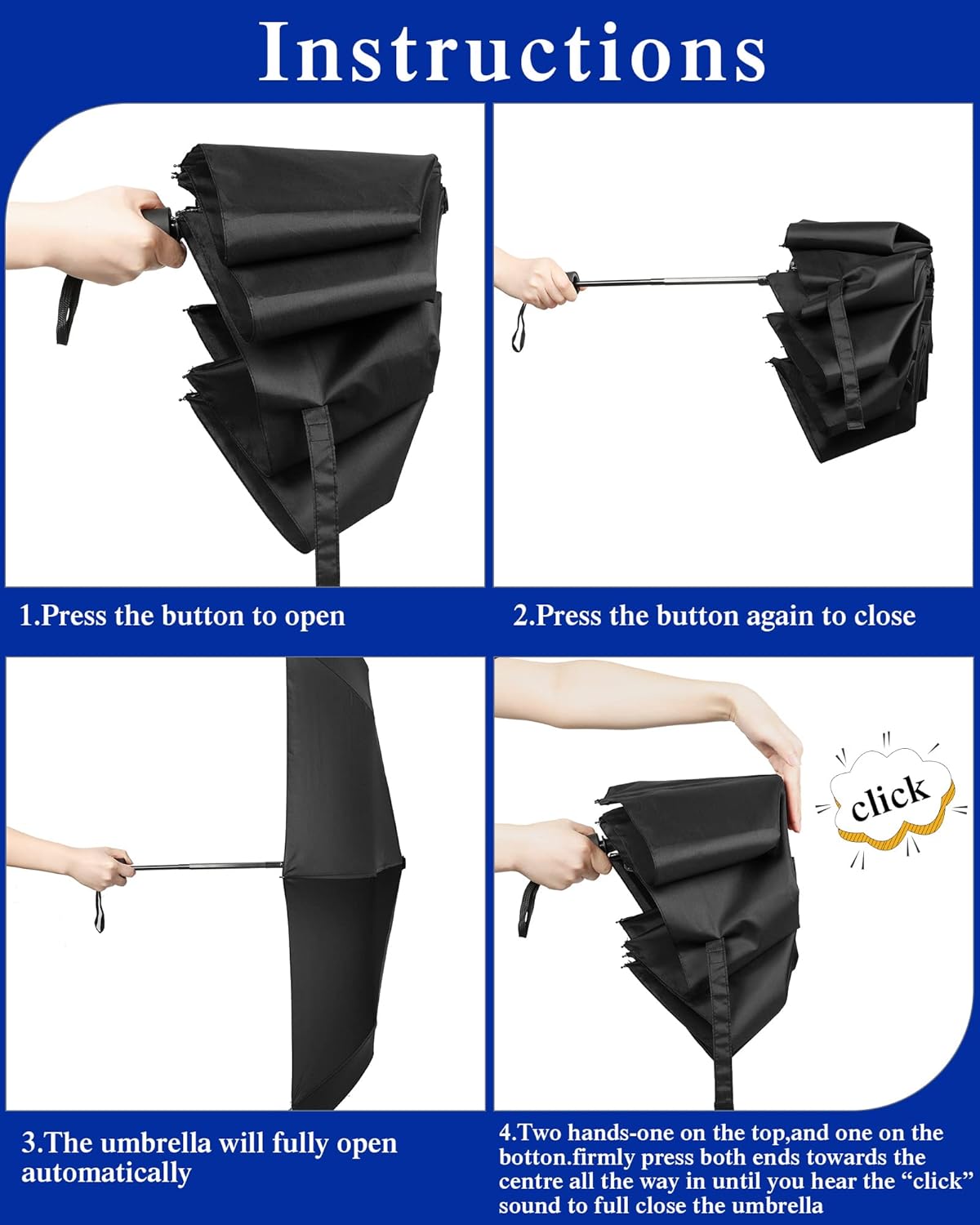 Wesiti 10 Pack Rain Umbrellas Bulk Automatic Open Close Collapsible Umbrella for Men Women