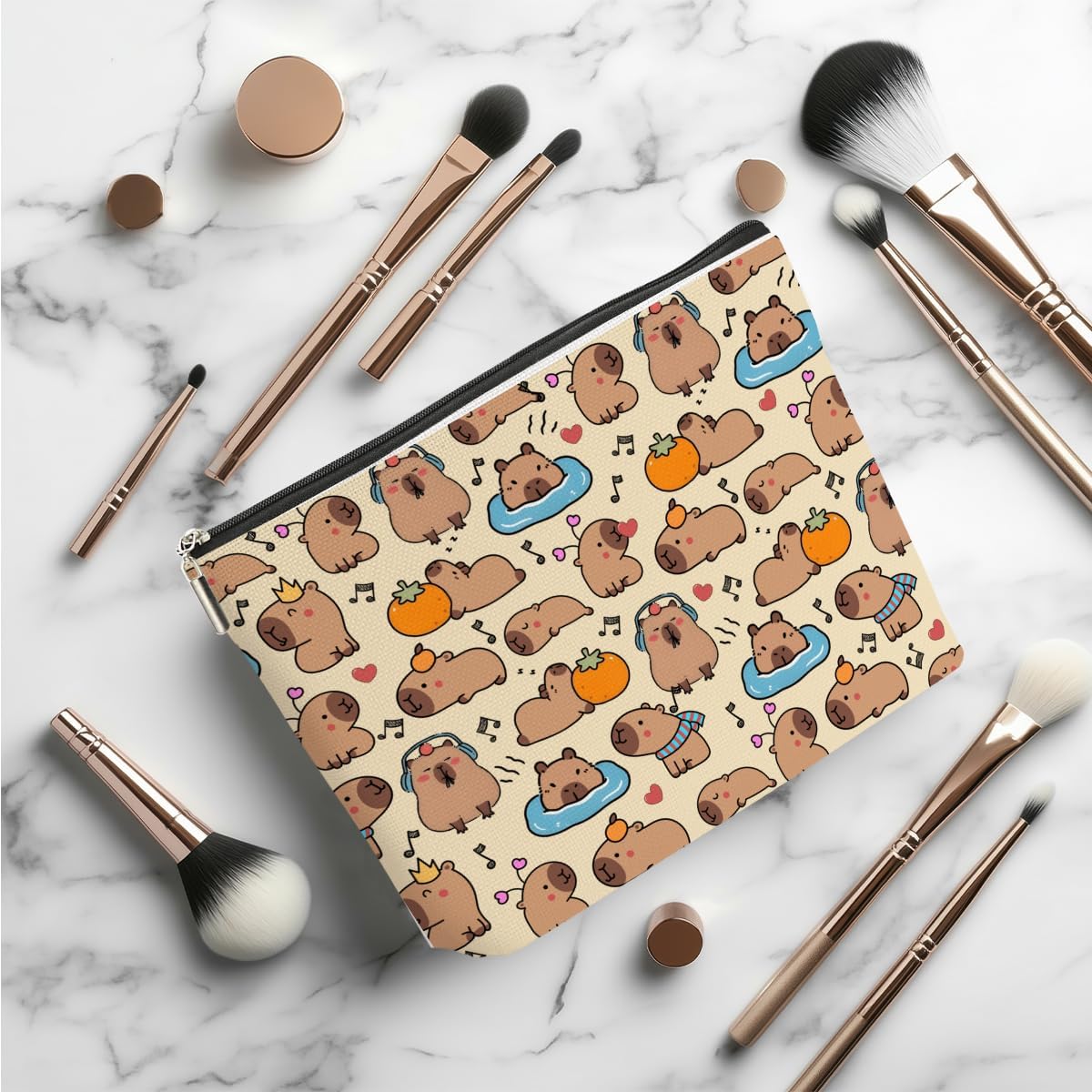 Cute Capybara Makeup Bag, Capybara Gifts for Women, Capybara Lovers Cosmetic Bag Travel Organizer Bags Makeup Pouch, Capybara Stuff Animal Lovers Gifts for Girls Niece Christmas birthday Gifts