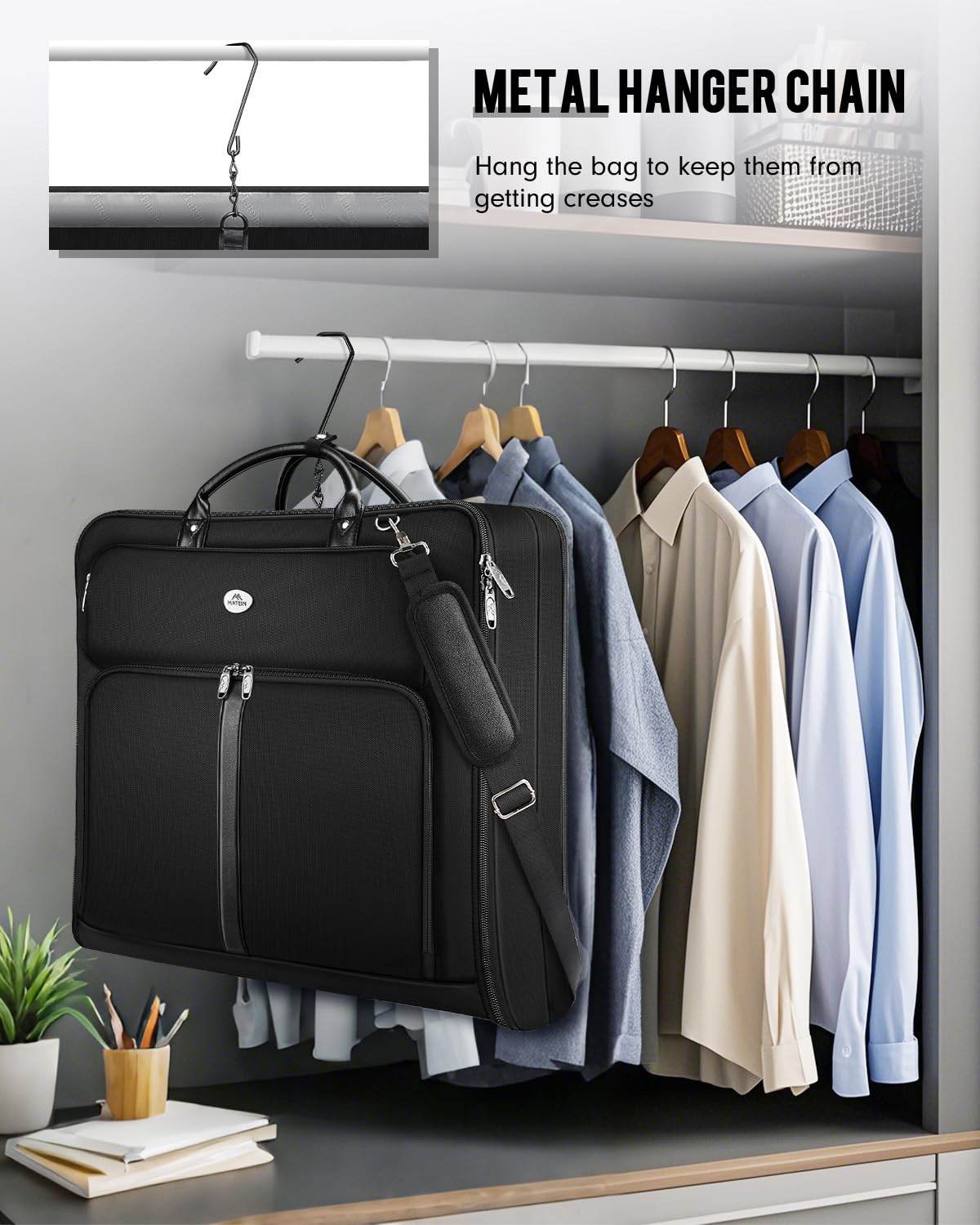 MATEIN Mens Garment Bags for Travel, Large Travel Suit Bag Up to 7 Suits