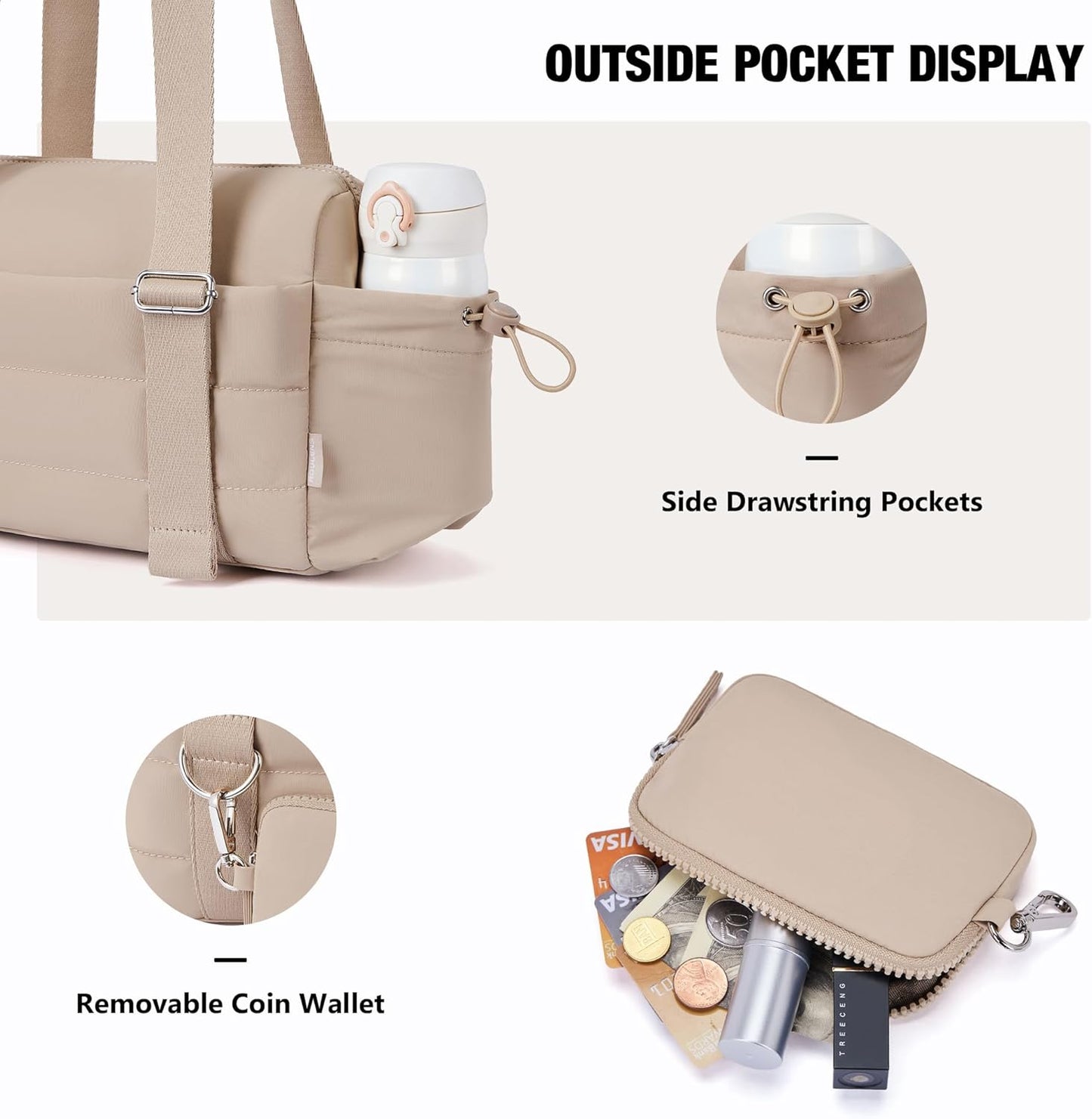 ROULENS Small Gym Bag for Women 2 Set Mini Gym Duffle Bag with Wet Compartment and Coin Wallet, Gym