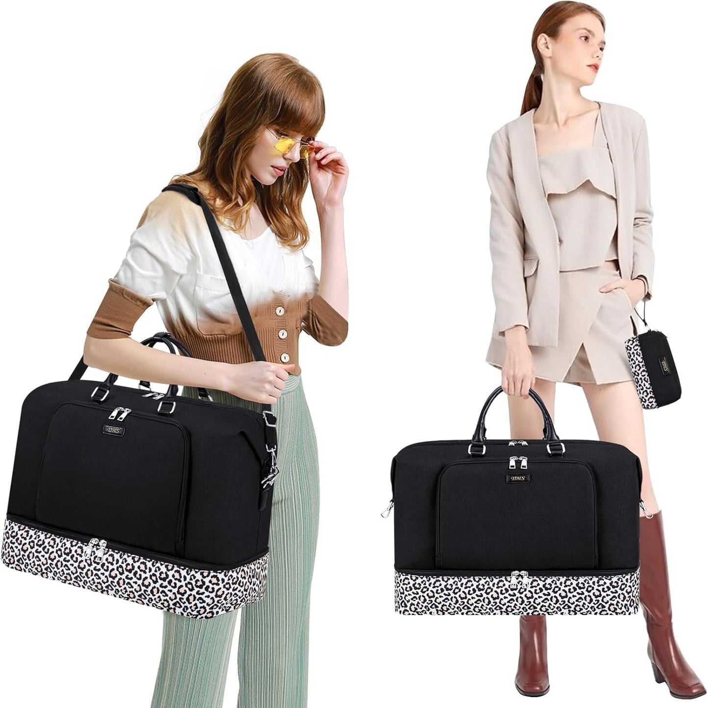 Travel Weekender Bag for Women, Overnight Bag with Shoe Compartment Oversized Travel Duffel Bag Carry On Tote 21"