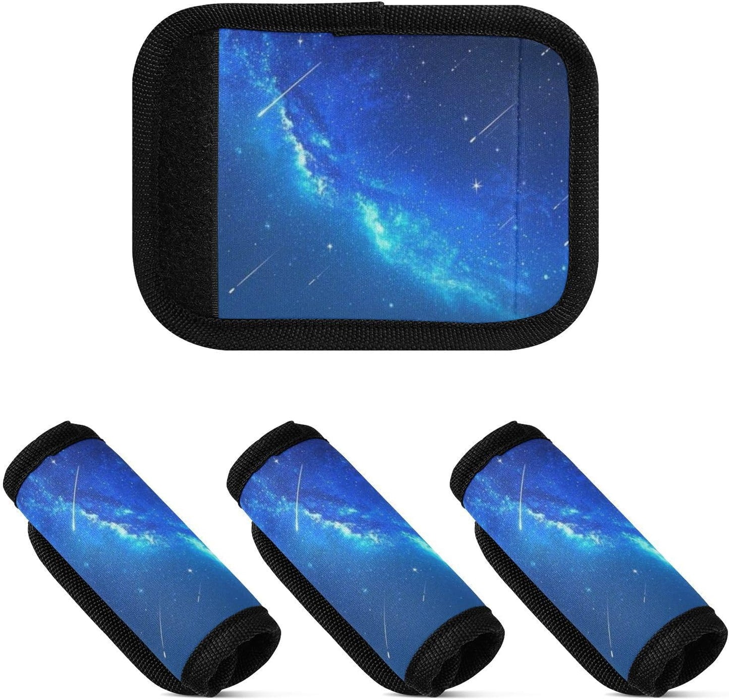 Meteor Galaxy Deep Blue 4 Pack Luggage Handle Wraps Covers for Suitcase Identifiers Bag Tags Travel Accessories