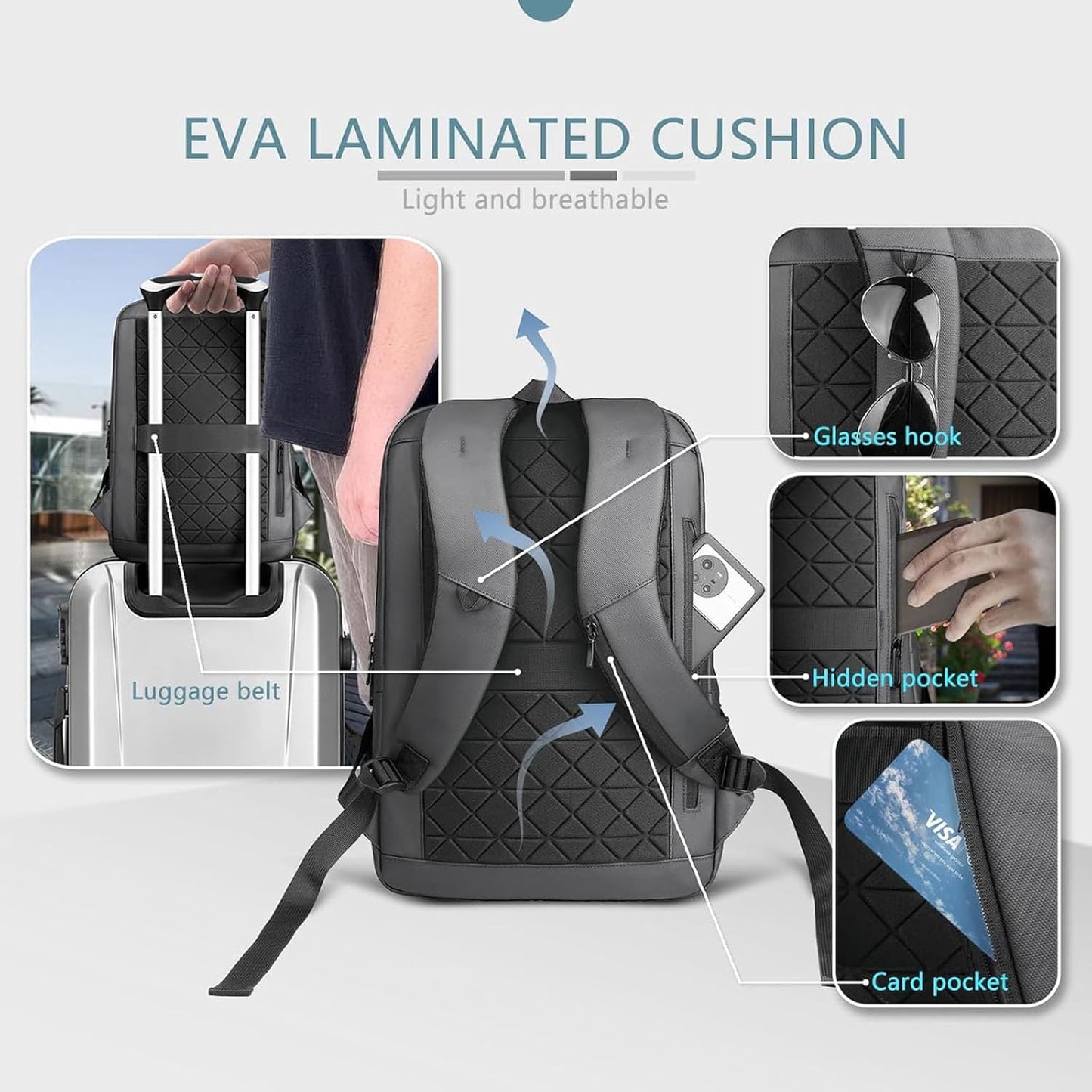 hk Laptop Backpack for Men with USB Charging Port for Business Work College Travel (Dark Grey, 17.3