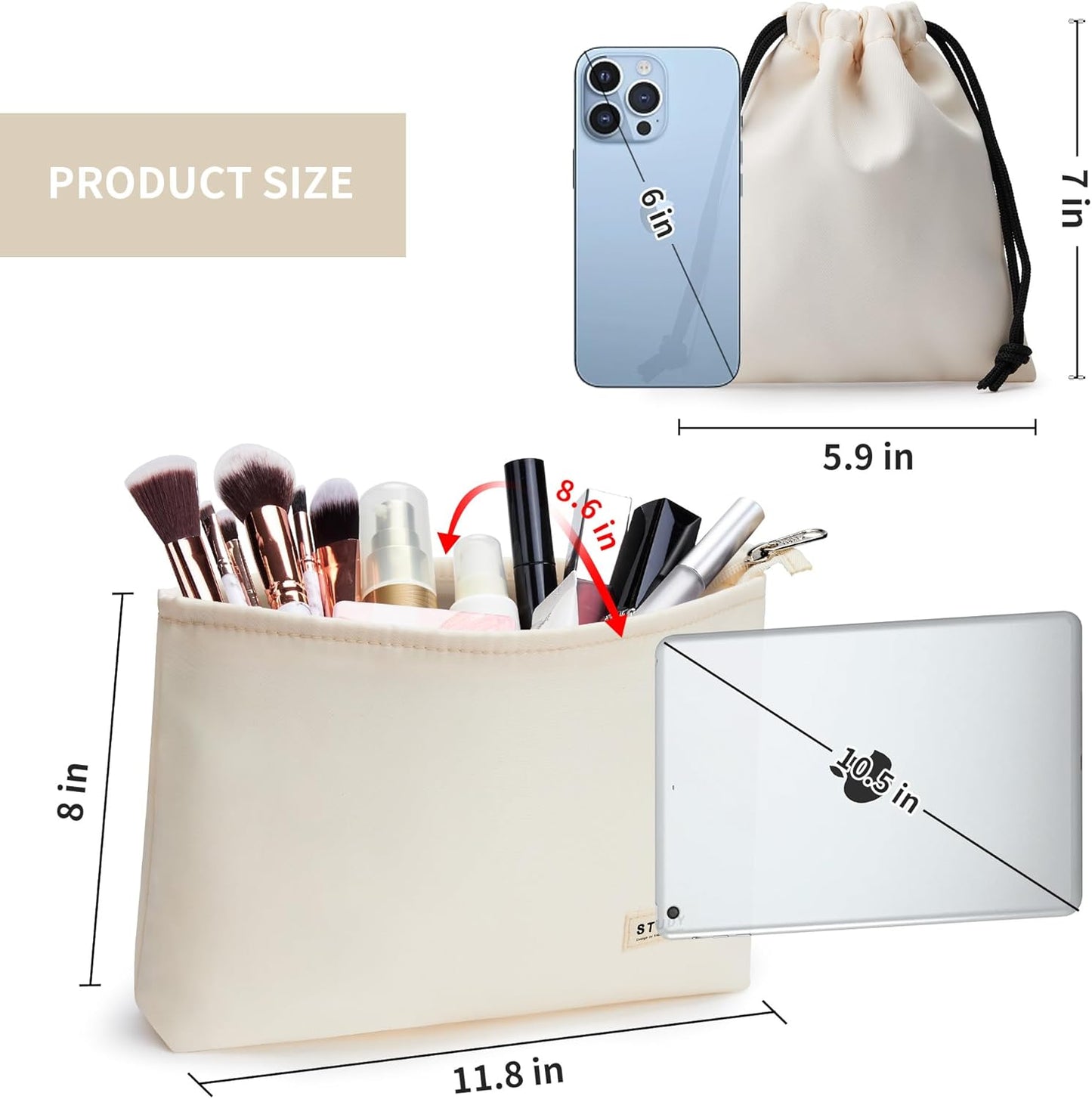 WLLWOO WLLWOO 2pcs Travel Make Up Bags-Cosmetic Bag Nylon Waterproof Large Wide Zipper Coin Purse Travel Toiletry Small Makeup Pouch For Women