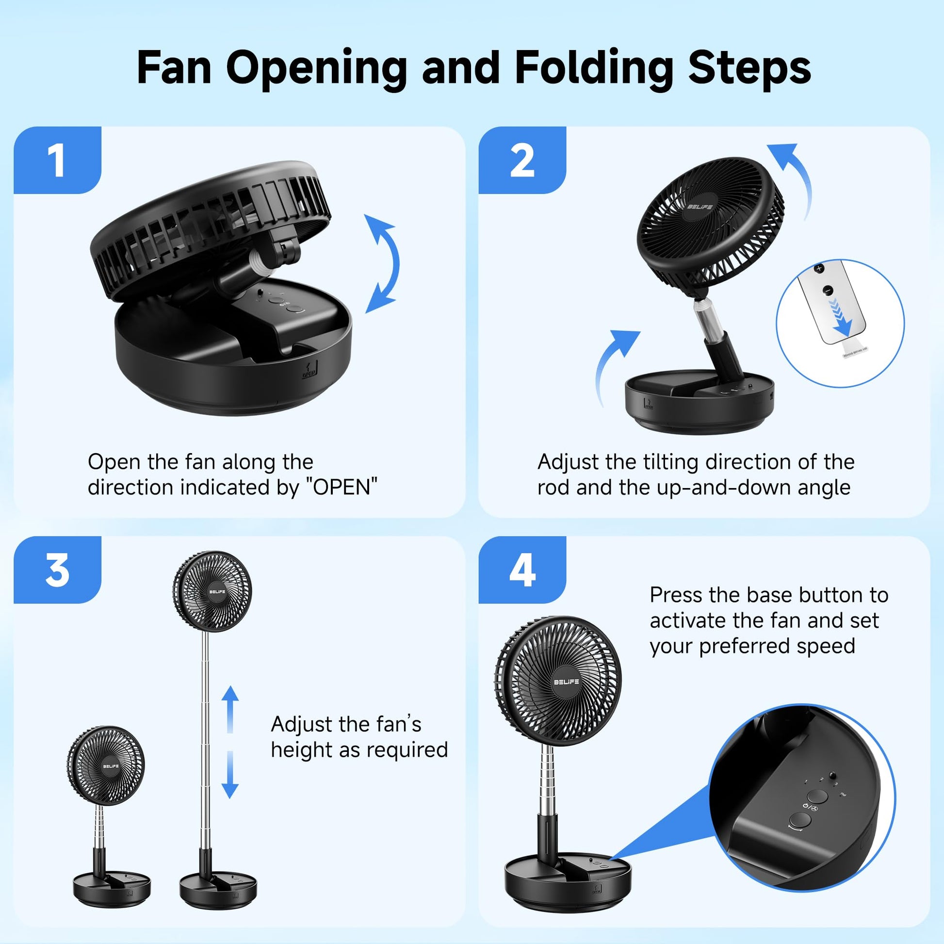 Belife X8 Portable Oscillating Camping Fan for Travel