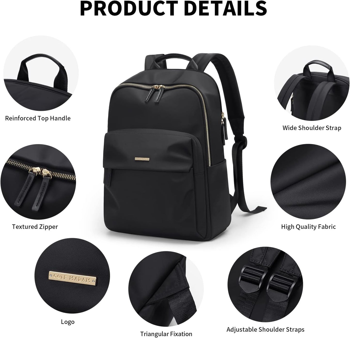 GOLF SUPAGS Laptop Backpack for Women Fits 16 Inch Notebook Casual Daypack Purse Work Travel