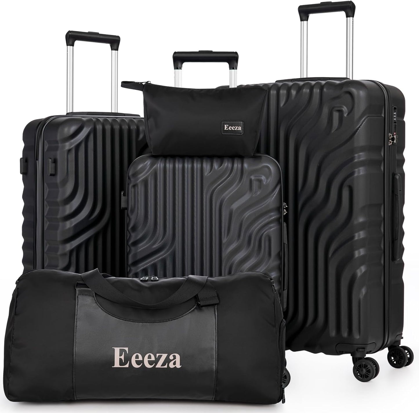Luggage Sets Suitcase Sets 5 Piece Luggage Sets Suitcase with ABS Hard Shell Lightweight TSA Lock and Double Rotatable Detachable Wheels(Black,20"/24"/28"/DB/TB)