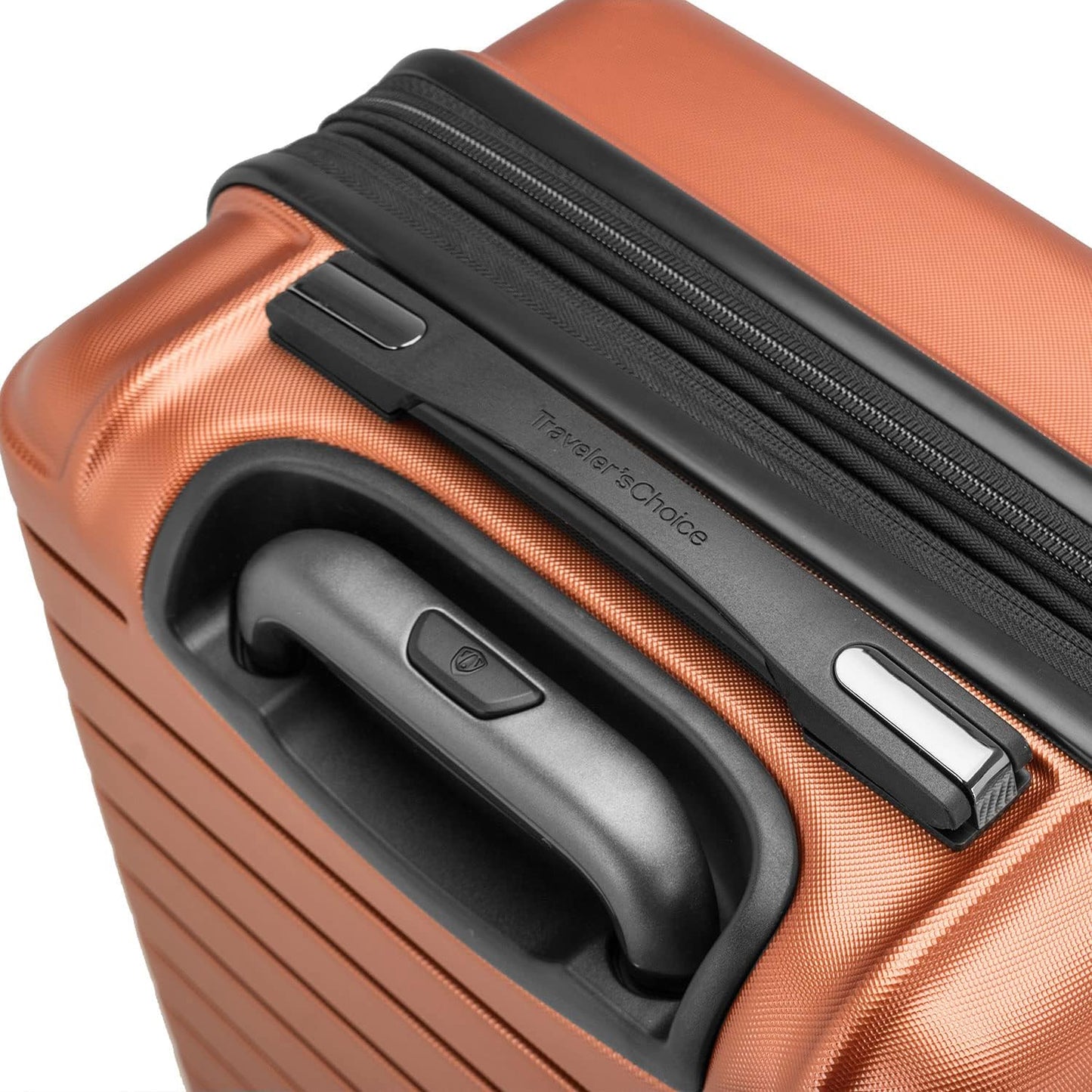 Traveler's Choice Archer Polycarbonate Hardside Spinner Luggage Set, Tie Down Straps, Orange, 2-Piece