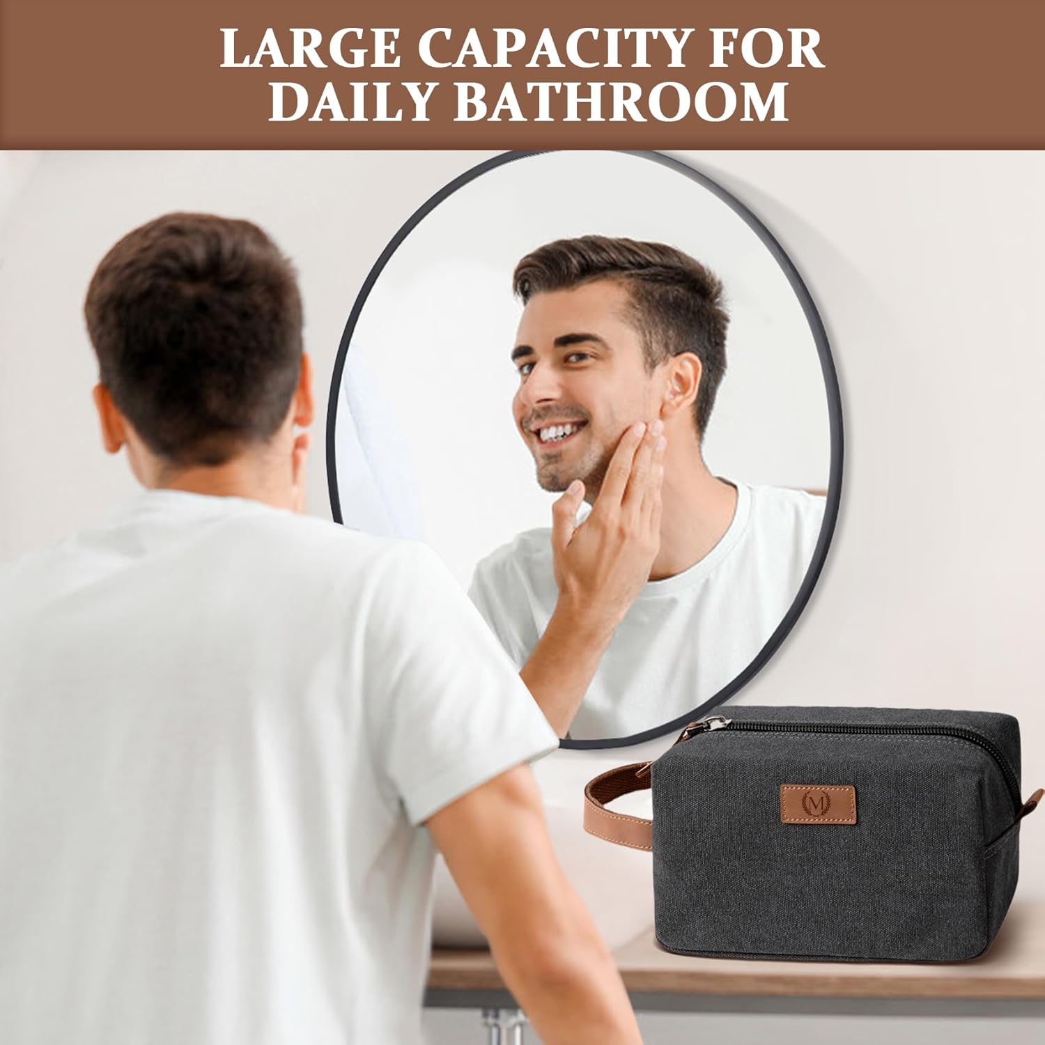 Janhavi Waterproof Makeup Bag, Travel size Toiletries Bag, Men's Accessories Case, Personalized