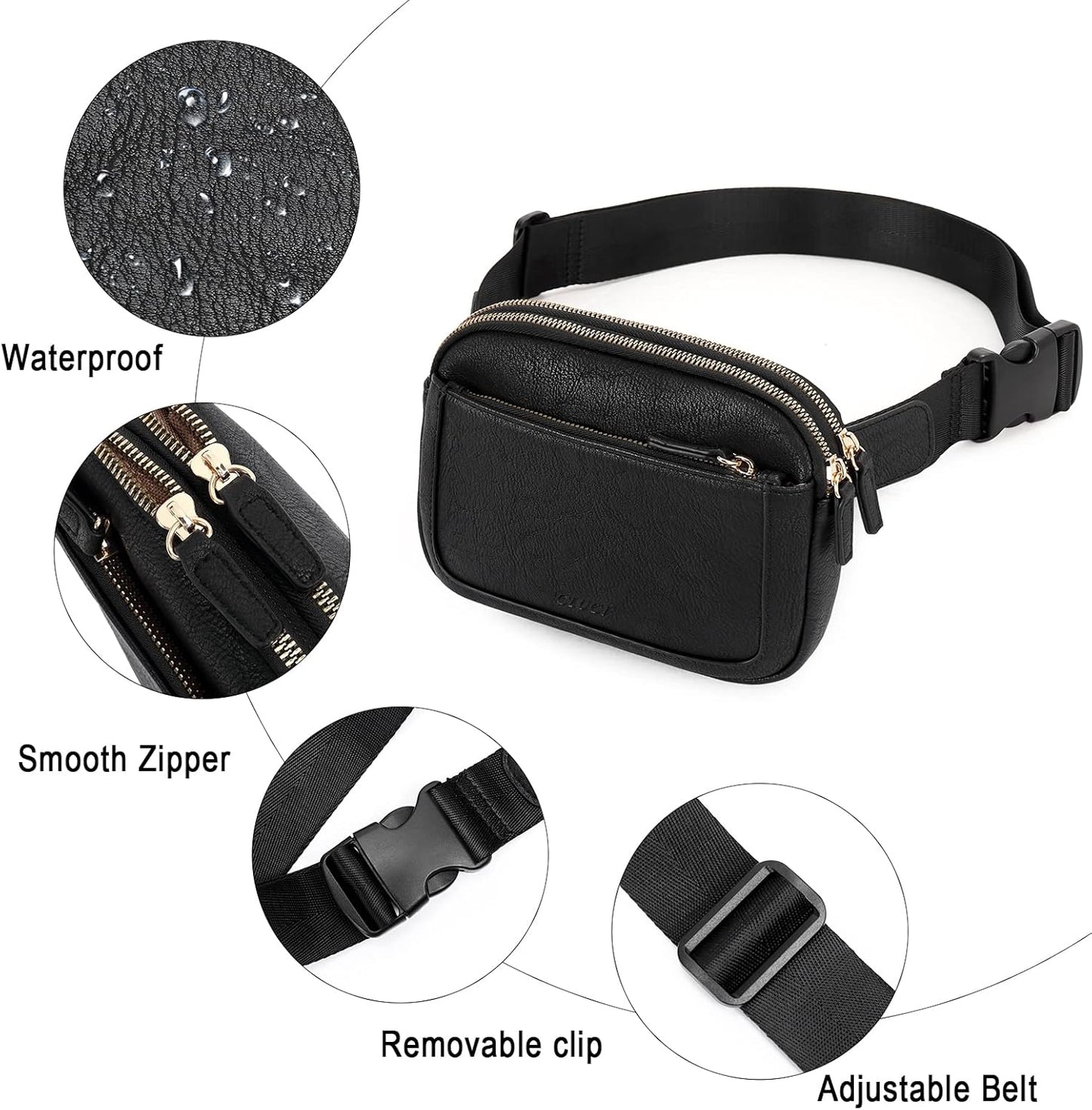 CLUCI Belt Bag for Women, Mini Everywhere Crossbody Waist Bag Adjustable Strap, Vegan Leather Women's Fanny Pack