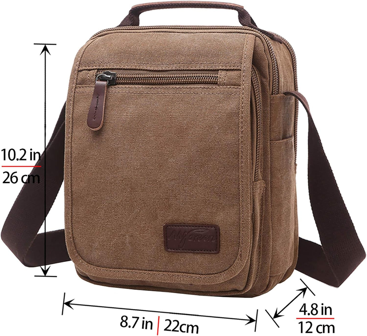mygreen Small Canvas Crossbody Shoulder Bag Messenger Bag Work Bag