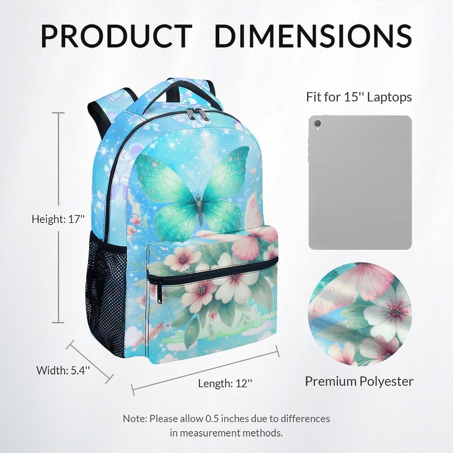 Backpack for Girls - Butterfly Backpack for Kids - Toddlers School Bag with Butterfly Print - 17
