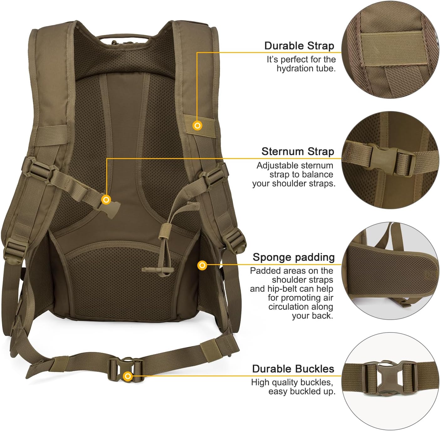 Mardingtop Tactical Molle Backpack for Men- 28L EDC Hiking & Motorcycle Backpack