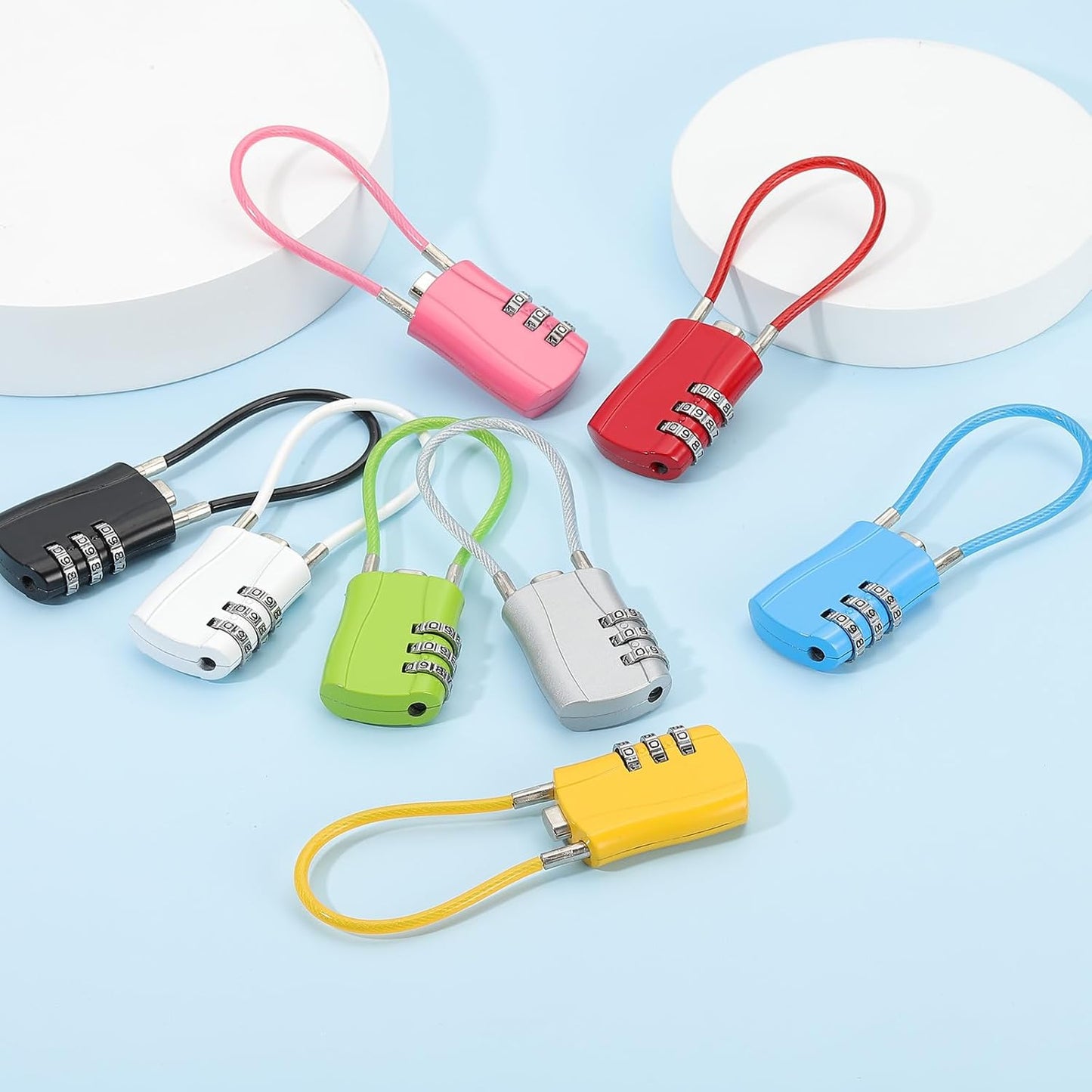 MECCANIXITY 2 Pcs Luggage Travel Lock, 3 Digit Cable Combination Lock 1-3/16" Width Body with 5"