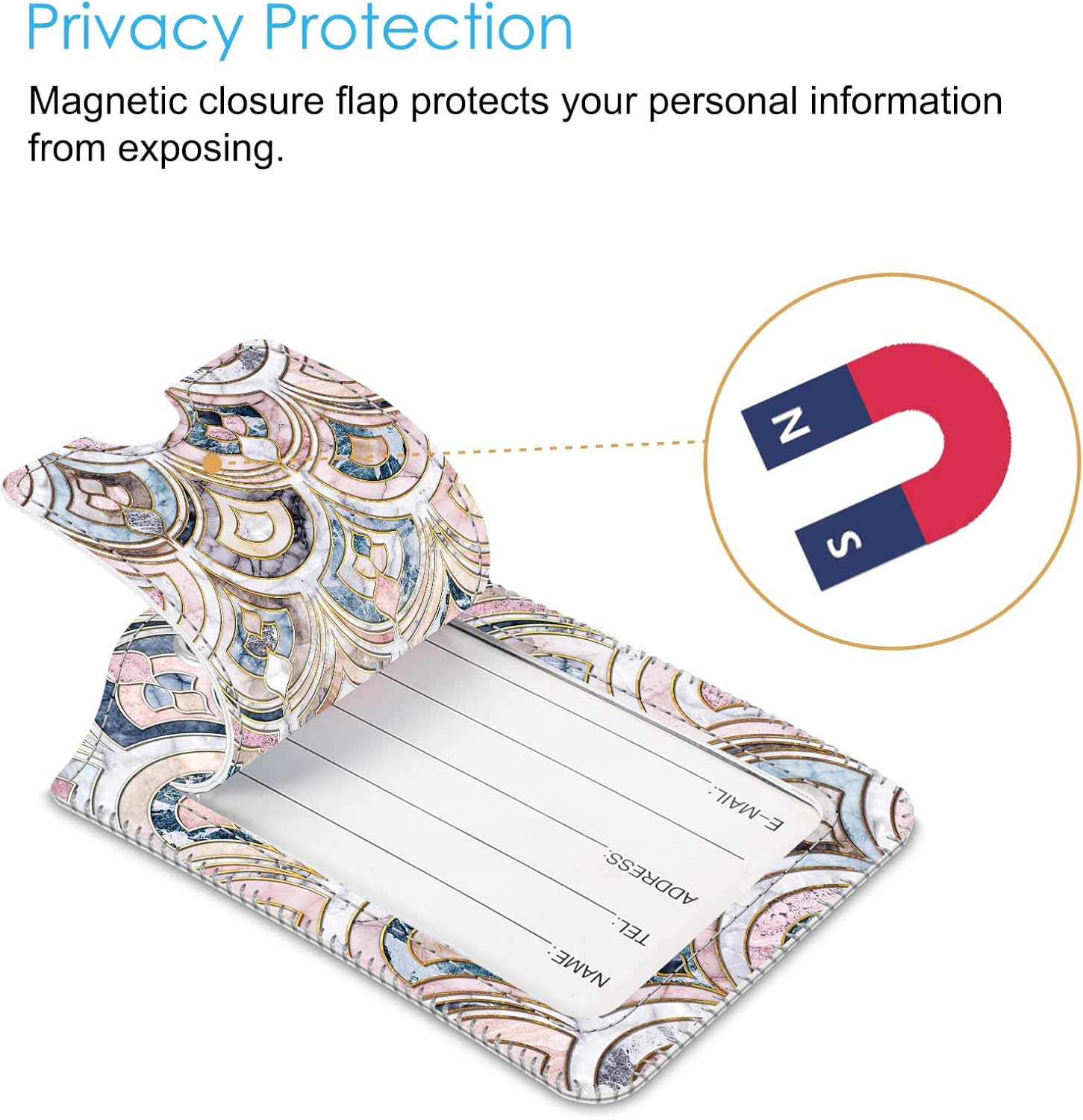 Fintie Luggage Tags, Privacy Cover ID Label with Stainless Steel Loop and Address Card for Travel