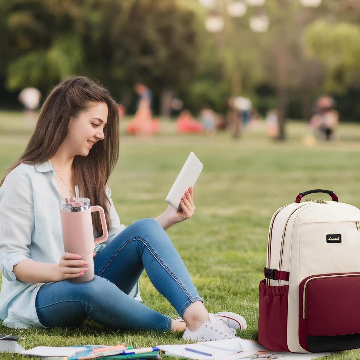LOVEVOOK Laptop Backpack for Women with Pouch Pocket for Large Capacity Cup,15.6 Inch Teacher Nurse