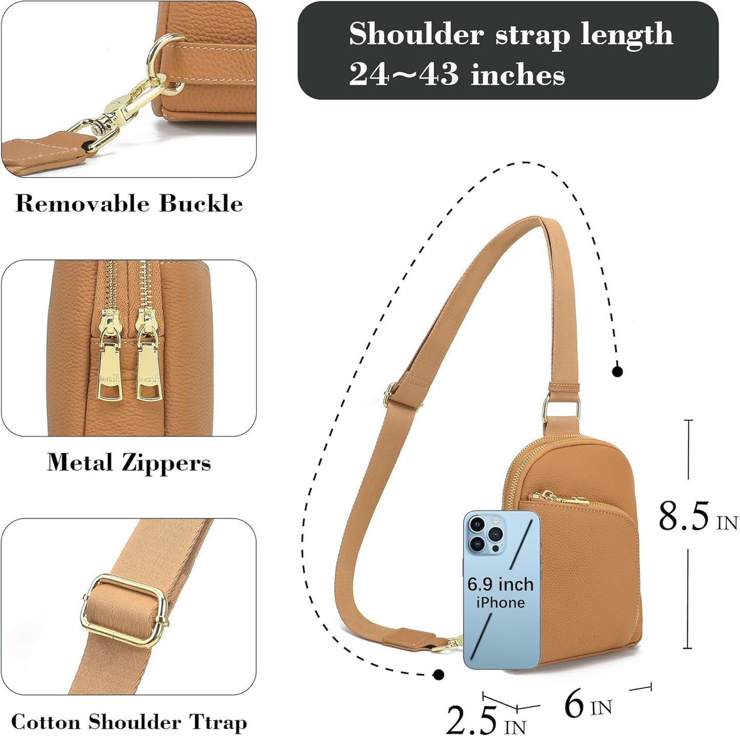 INICAT RFID Blocking Sling Bag Anti Theft Crossbody Bags for Women Travel Fanny Pack Cross Body for Woman Chest Bag