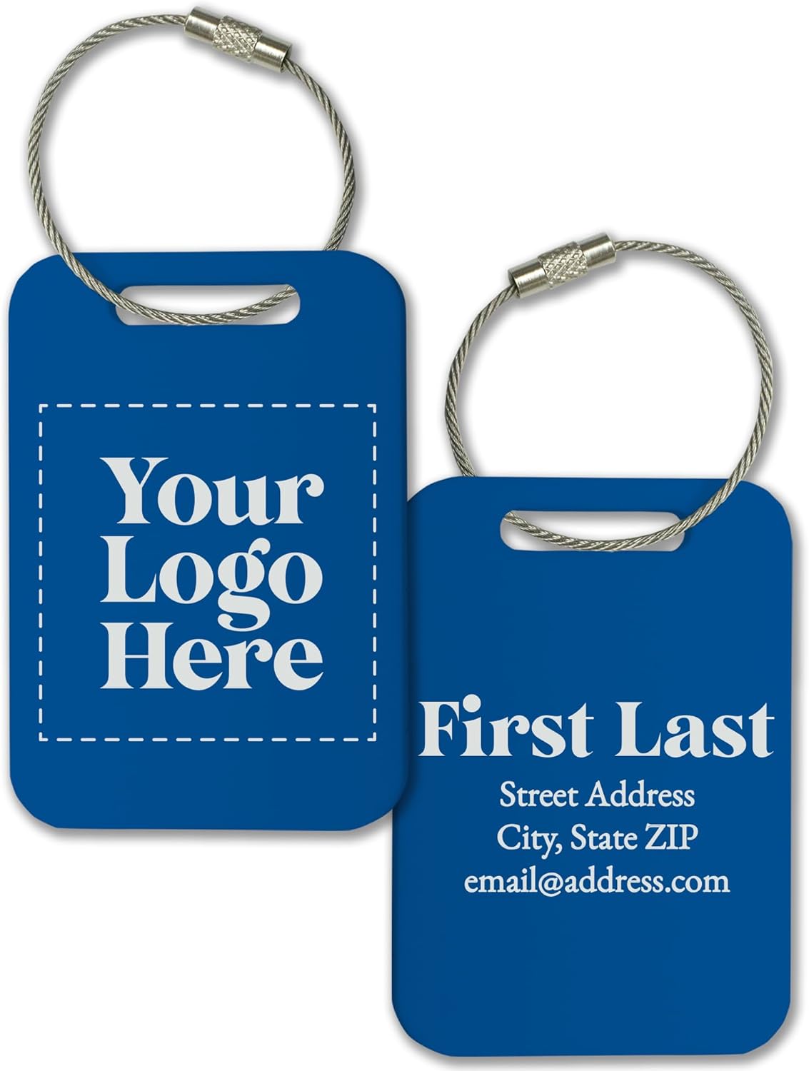 Personalized Logo Name Tag for Luggage (3 or 6 Count Pack) | Custom Tag for Suitcase | Acrylic Name Tag for Travel | Choose Your Font & Color | Backpack ID Label (Logo, Sky Blue)