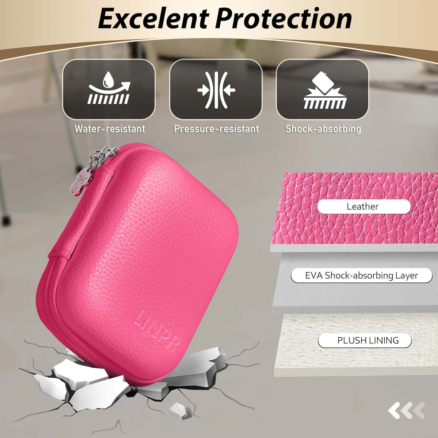 Digital Camera Case for CAMKORY, KODAK PIXPRO FZ45/FZ55, Canon IXUS 285 HS, Lecran, Small Travel Compact Camera Holder with Mesh Pocket for Accessories SD Card (Rose Pink)