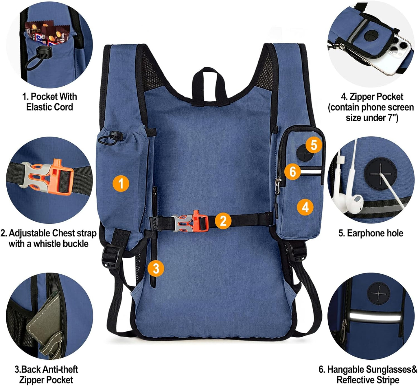 Seektop 15L Small Hiking Backpack for Women Men, Lightweight Hiking Packable Daypack with Phone