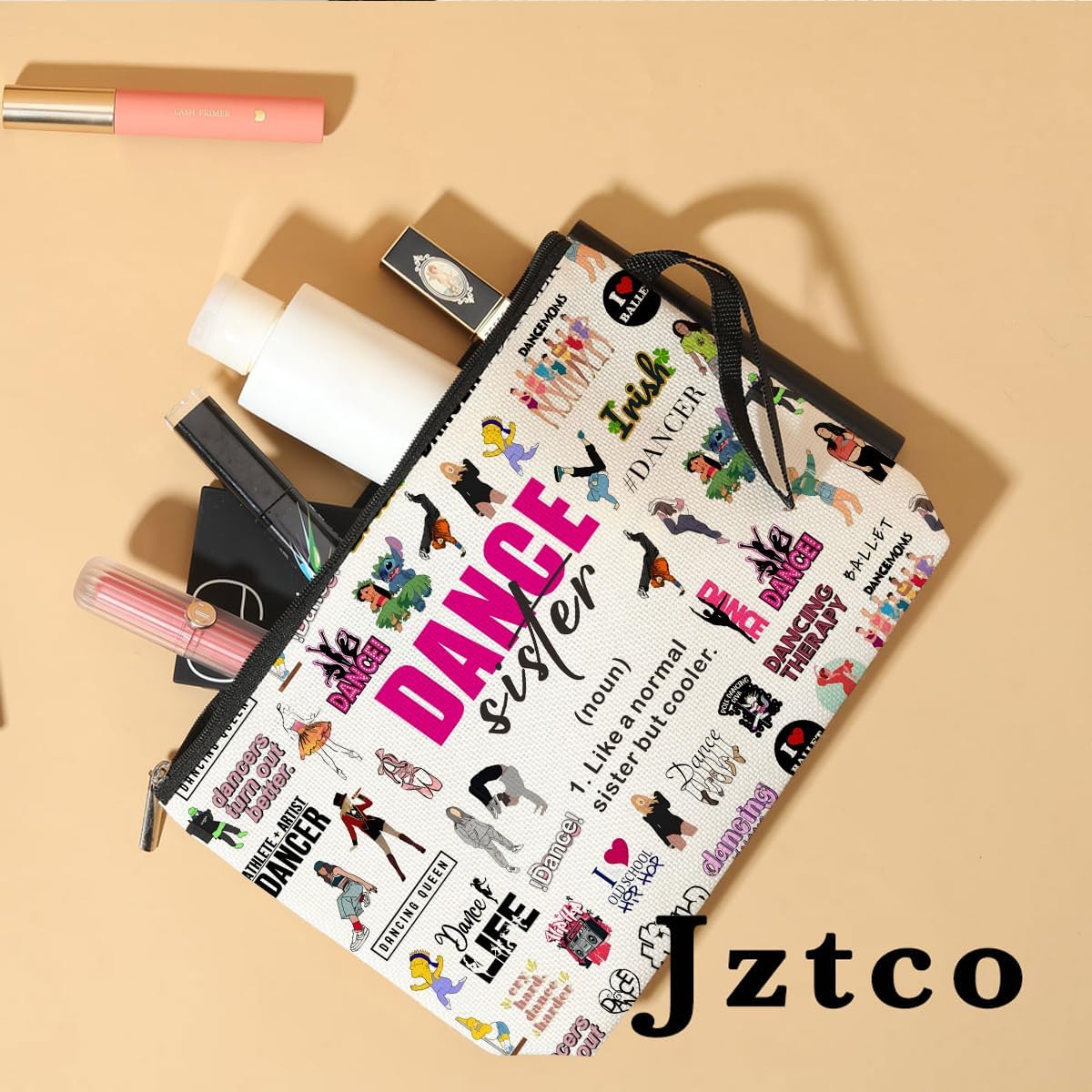 Jztco Dance Gifts Dance Sister Definition Cosmetic Bags Toiletry Bag Birthday Graduation Funny Makeup Bag Dancing Dancer Gifts for Women Teens Girls Girlfriend Sister Friend Daughter