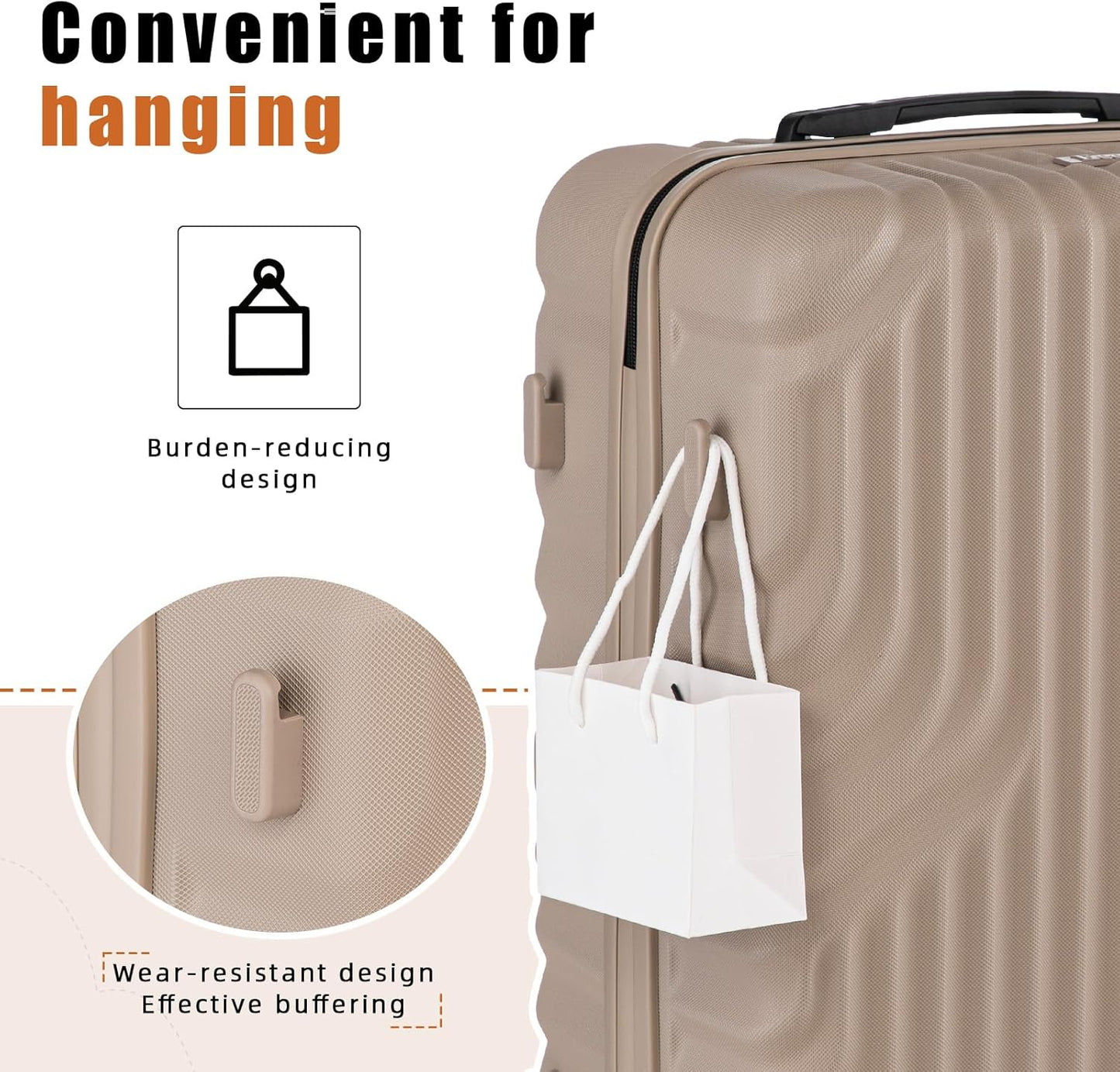 Luggage Sets Suitcase Sets 5 Piece Luggage Sets Suitcase with ABS Hard Shell Lightweight TSA Lock