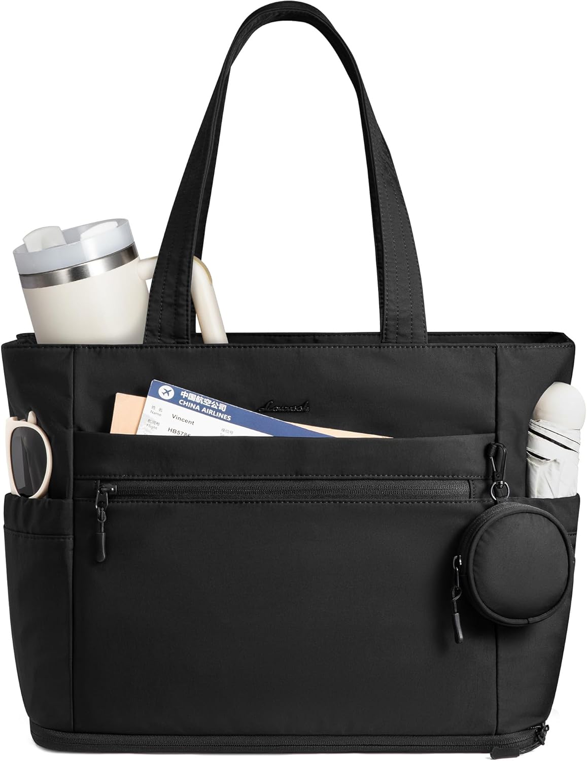 LOVEVOOK Expandable Tote Bag for Women,Laptop Work Bag with Cup Holder Pocket & Zipper for Travel,School,Teacher,Nurse,Gym