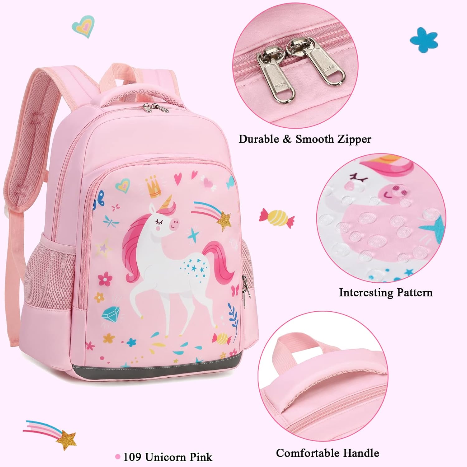 Octsky Backpack for Girls Kids School Backpacks with Lunch Box Preschool Kindergarten BookBag Set