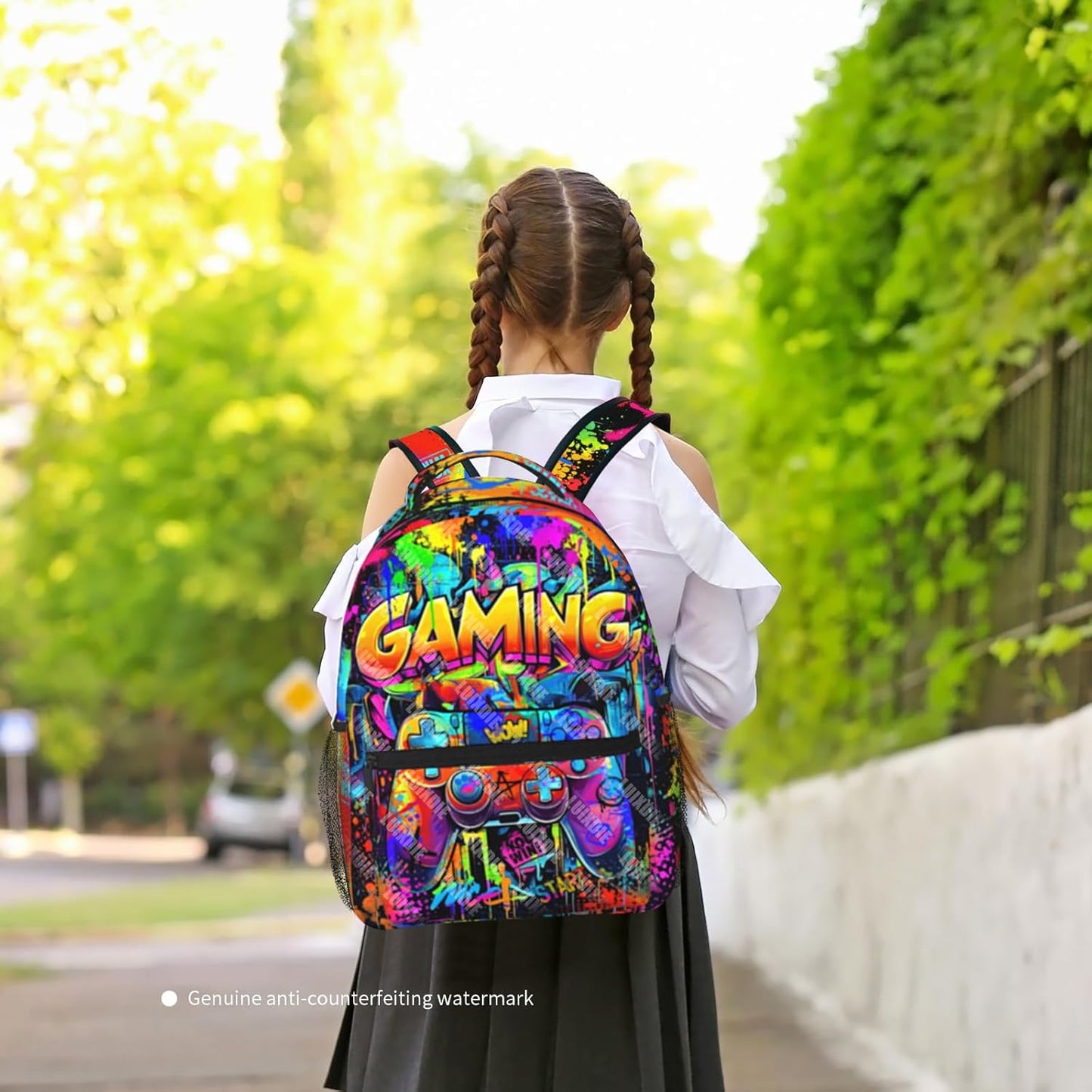 Boys Backpacks Graffiti Gaming Backpack for Kids Colorful School Bags for Kids Teenager Travel Daypack Laptop Backpack Back to School Gift