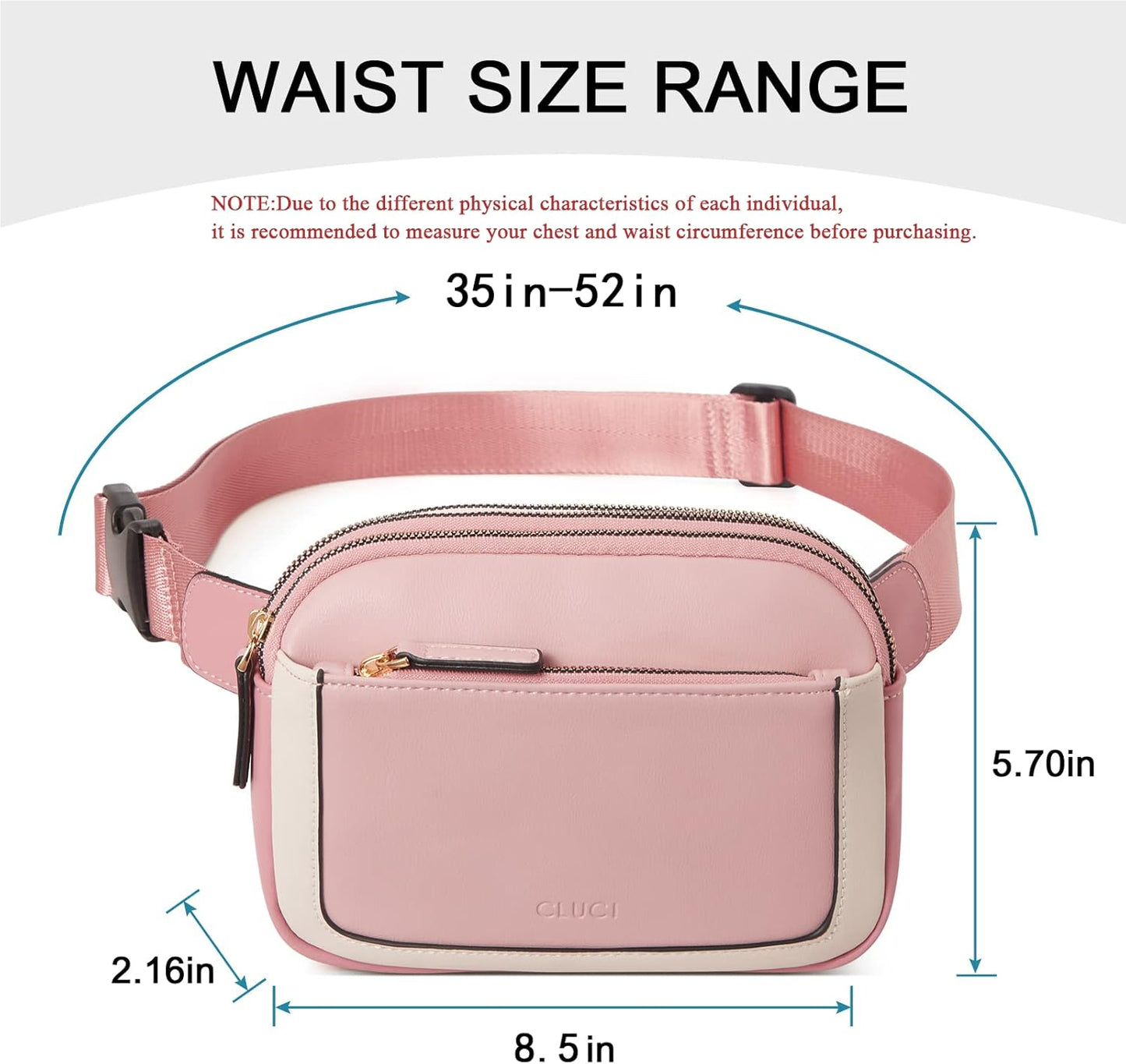 CLUCI Belt Bag for Women, Mini Everywhere Crossbody Waist Bag Adjustable Strap, Vegan Leather Women's Fanny Pack
