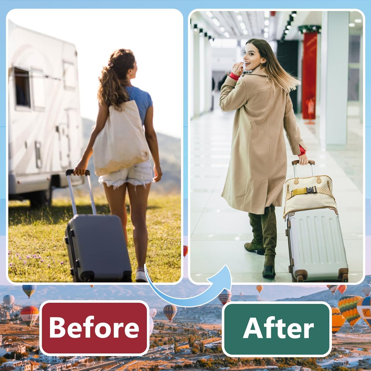 Travel Belt for Luggage, Adjustable Luggage Straps, Add a Bag Luggage Strap for Carry On Bag