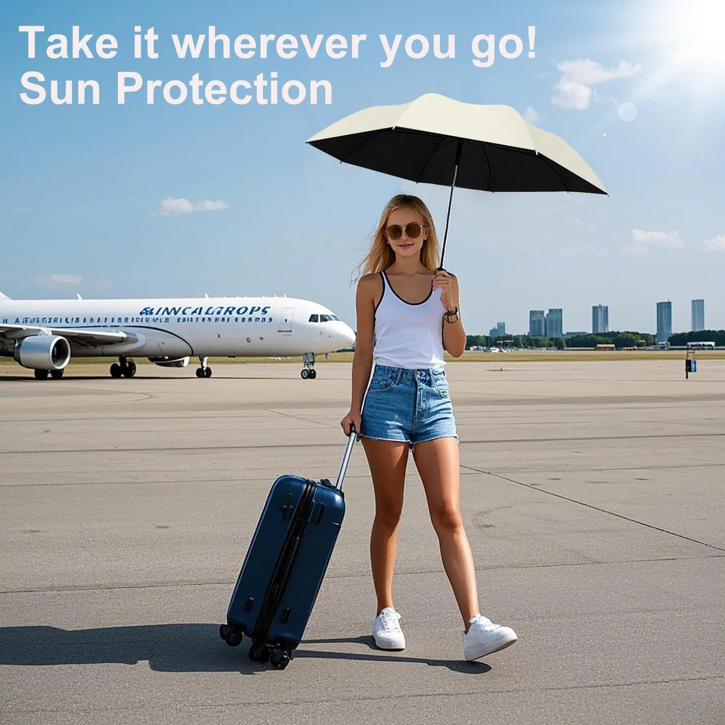 BAODINI Travel Essentials Mini Umbrella for Purse With Case Small Compact UV Sun Protection