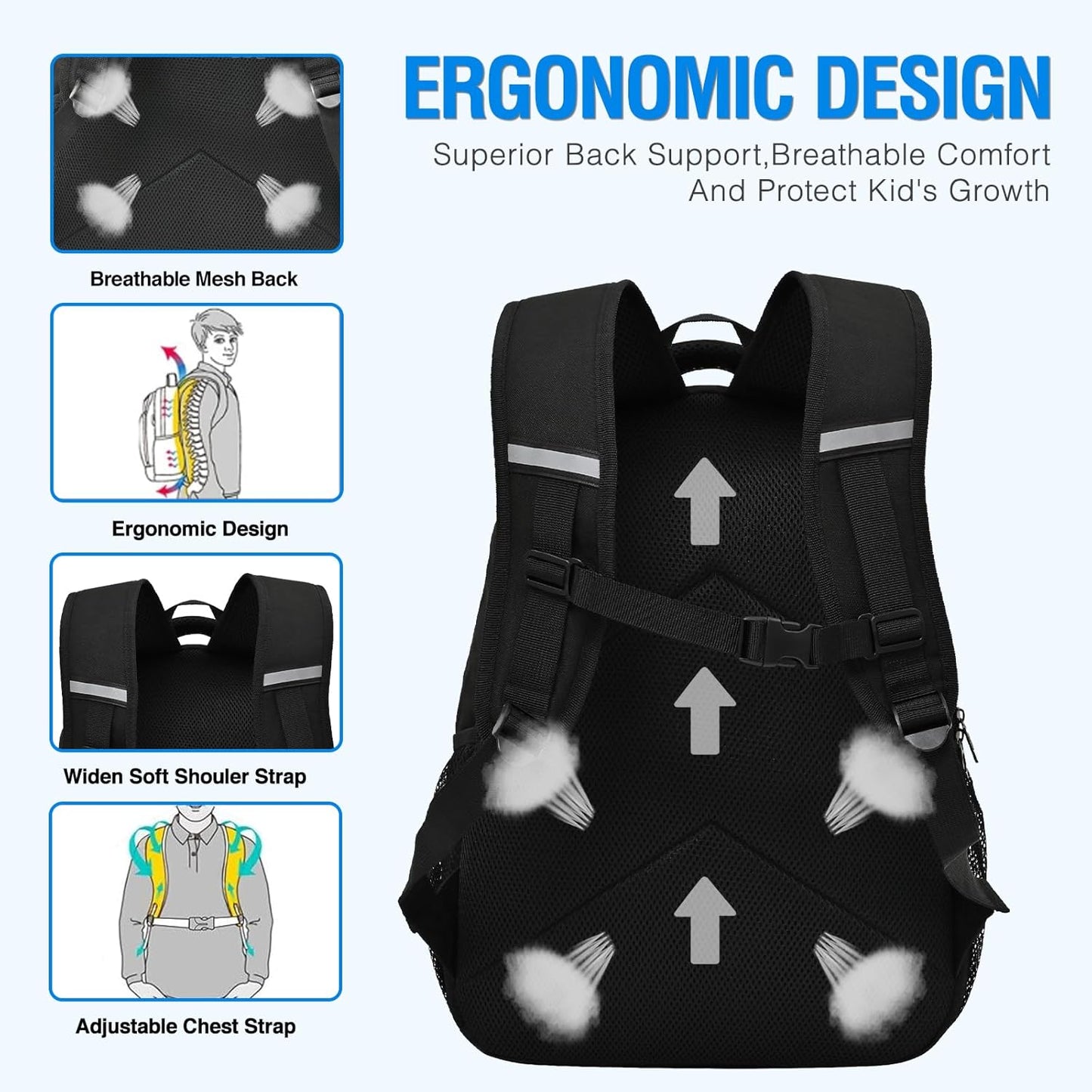 Boys Backpack for School,Gamer Backpack for Boys Kids,Boy Bookbag for Elementary Middle School Student,Video Game Bookbag For Boy Kids Teen Age 6-14,17″