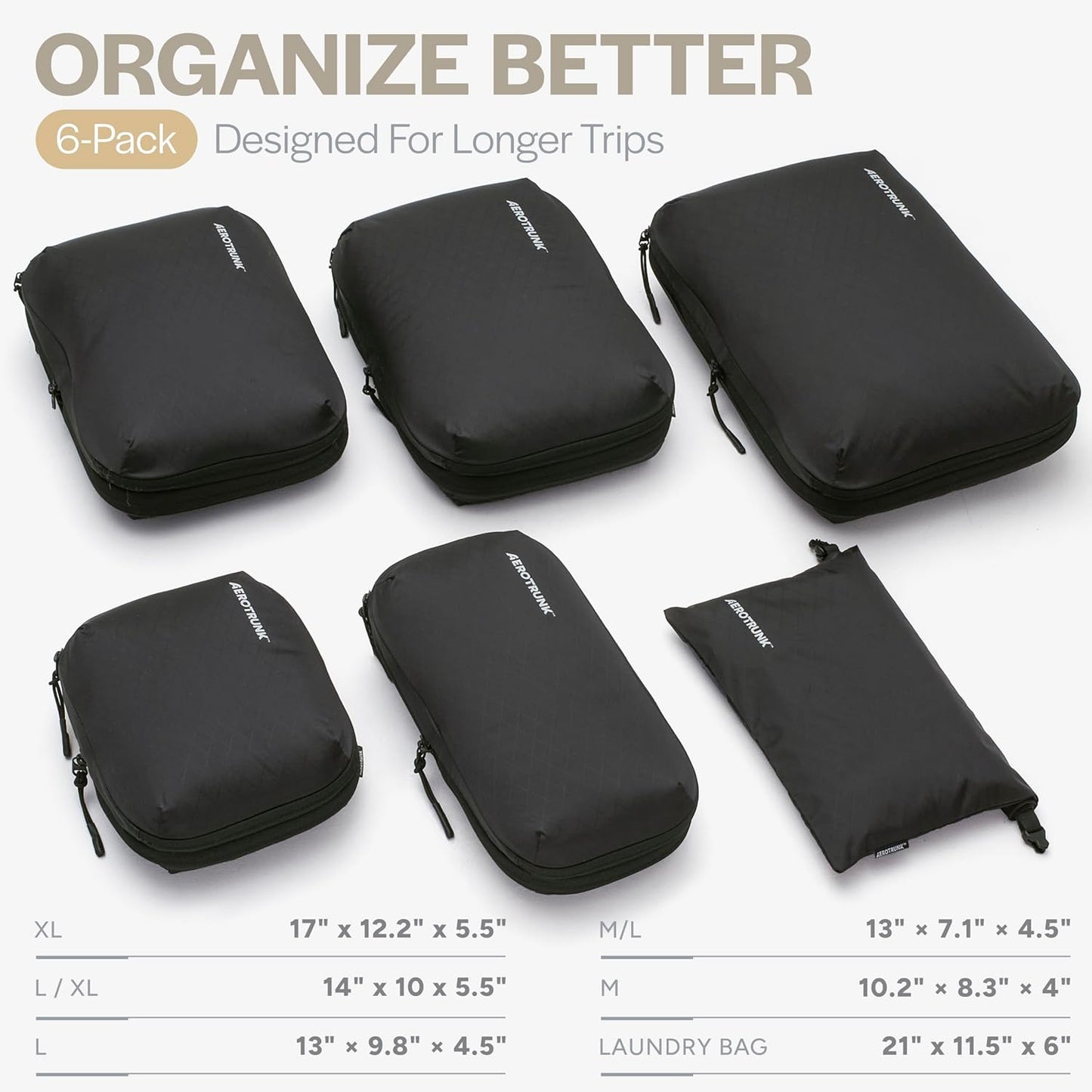 Aerotrunk Ultralight Compression Packing Cubes - Lightweight Travel Organizers for Suitcases and