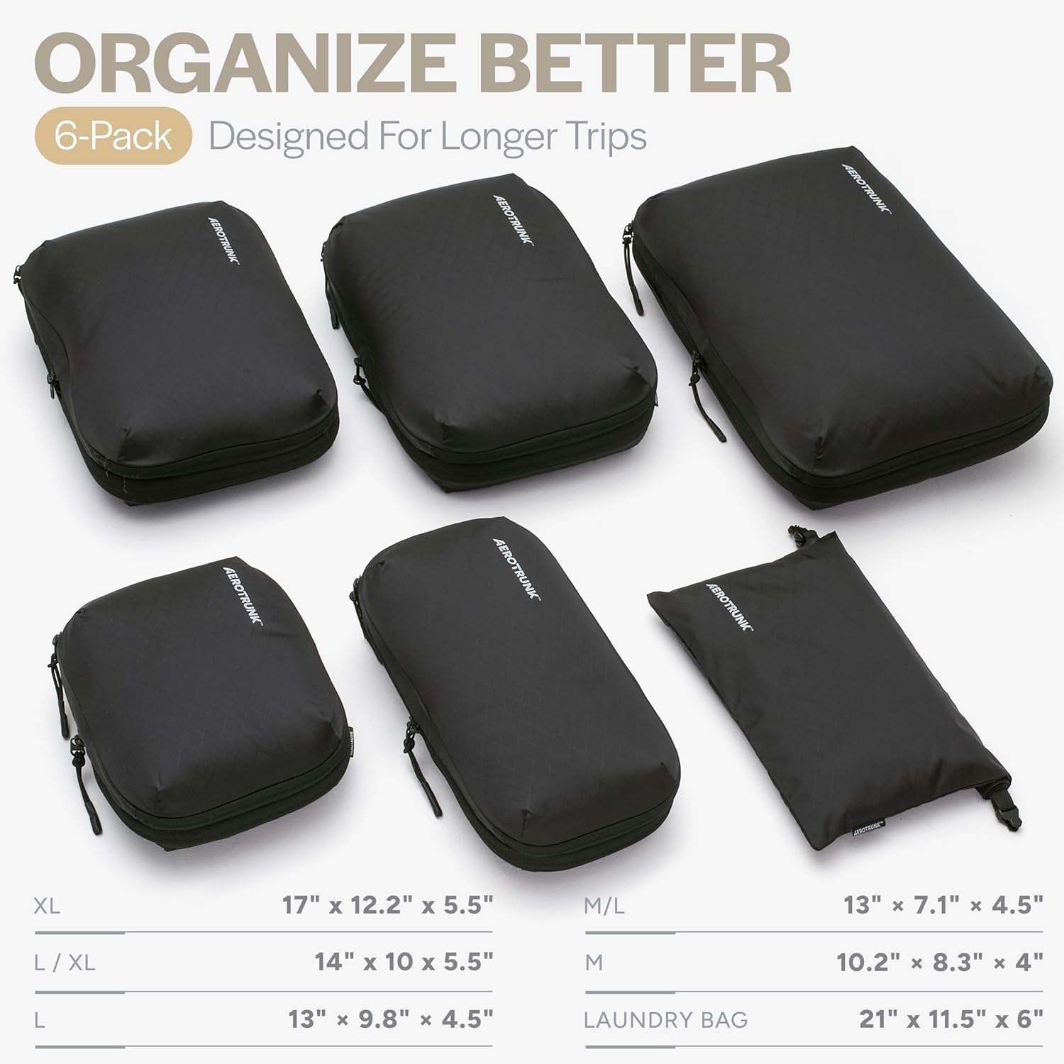 Aerotrunk Ultralight Compression Packing Cubes - Lightweight Travel Organizers for Suitcases and