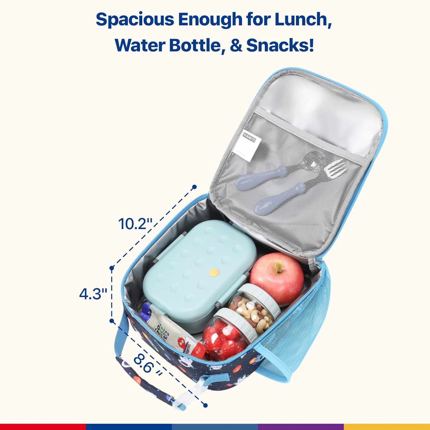 Bagseri 2pcs Clear Backpack for Girls - 15 Inch Backpack and Lunch Bag Set, Heavy Duty Transparent Bookbag for School, See Through Bag for Kids Aged 3 to 8, Navy Space