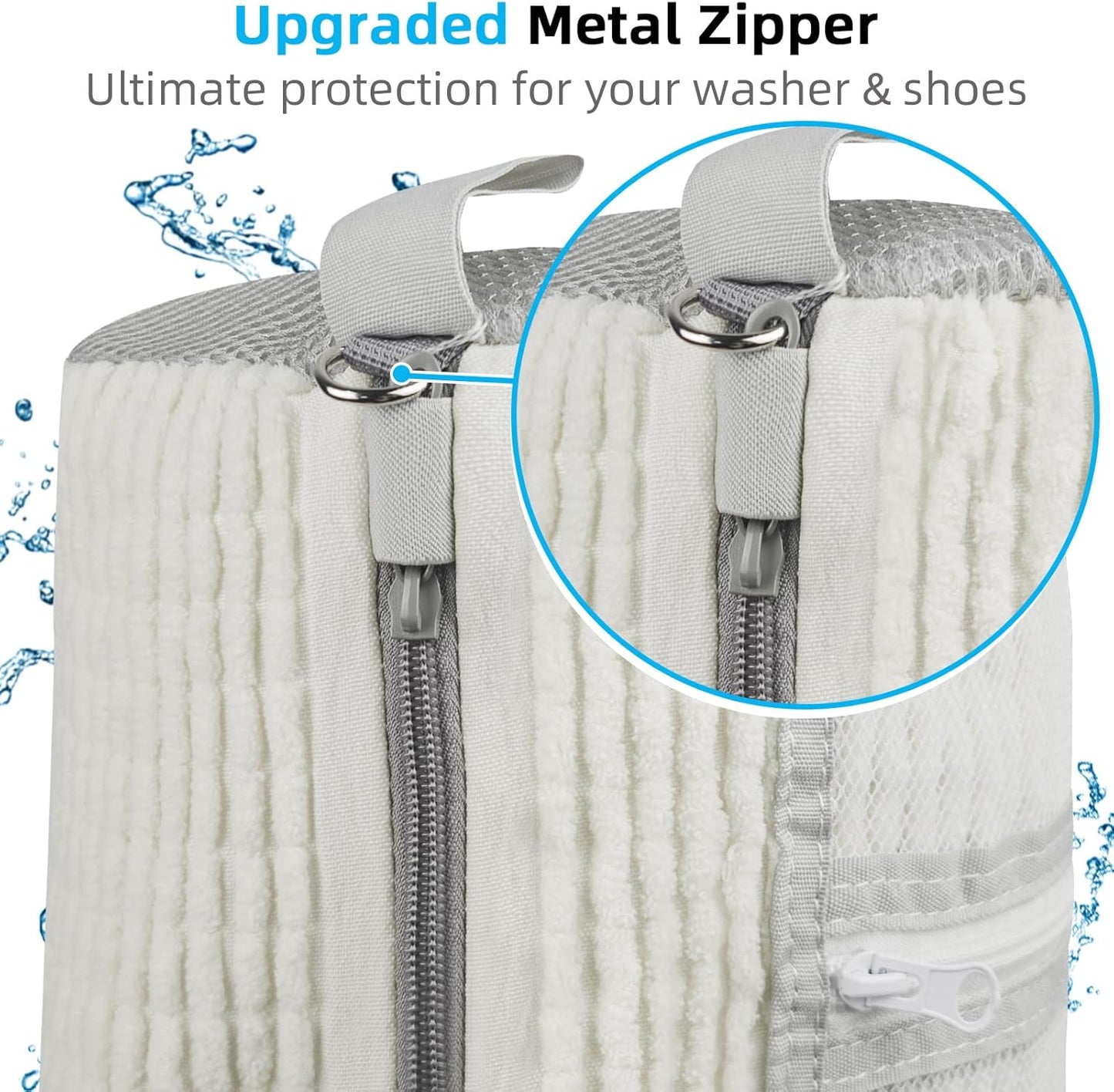 Shoe Washing Machine Bag | Laundry Shoe Bag for Washer and Dryer, 2pcs Reusable Shoes Cleaner Bags, Chenille Microfiber for Sneakers Tennis Shoes, Zipper with Lock Ring
