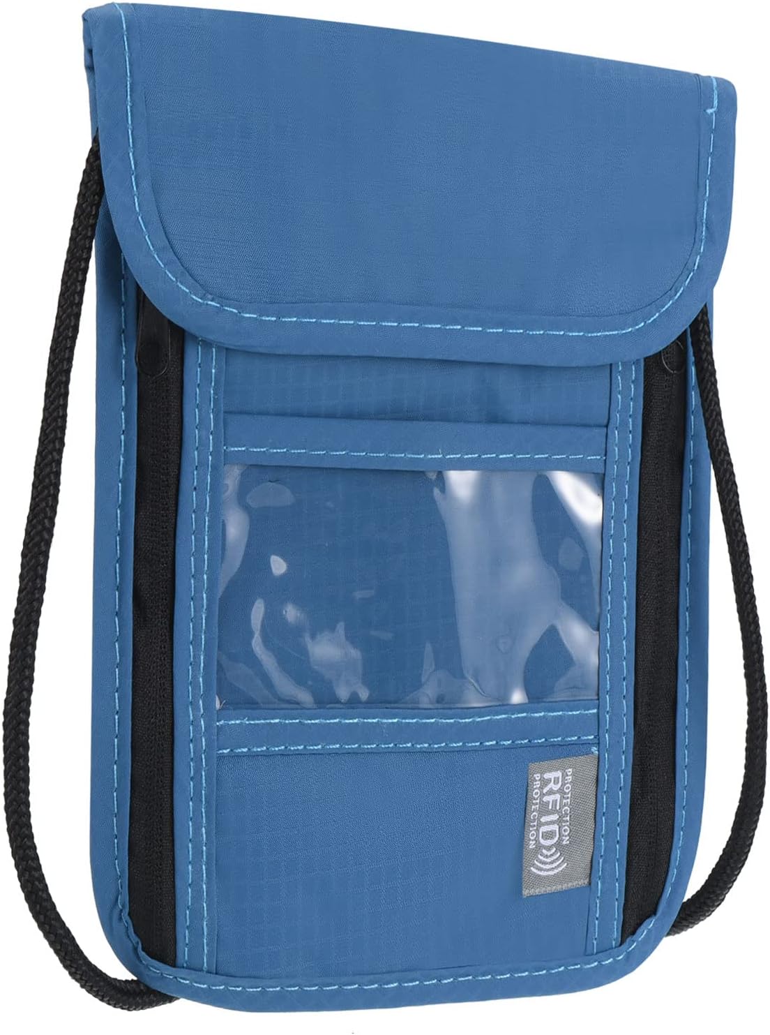 PATIKIL Neck Wallet, Passport Holder RFID Waterproof Travel Wallet Neck Pouch with Adjustable Strap for Women & Men, Dark Blue
