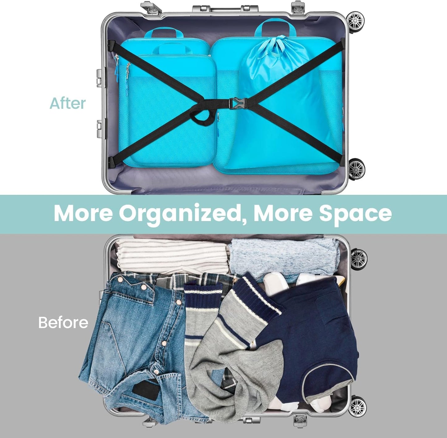 Cambond Compression Packing Cubes for Travel Women - Travel Bags Luggage Organizers Travel Essentials Compression Cubes for Travel Carry on Suitcases Organizer
