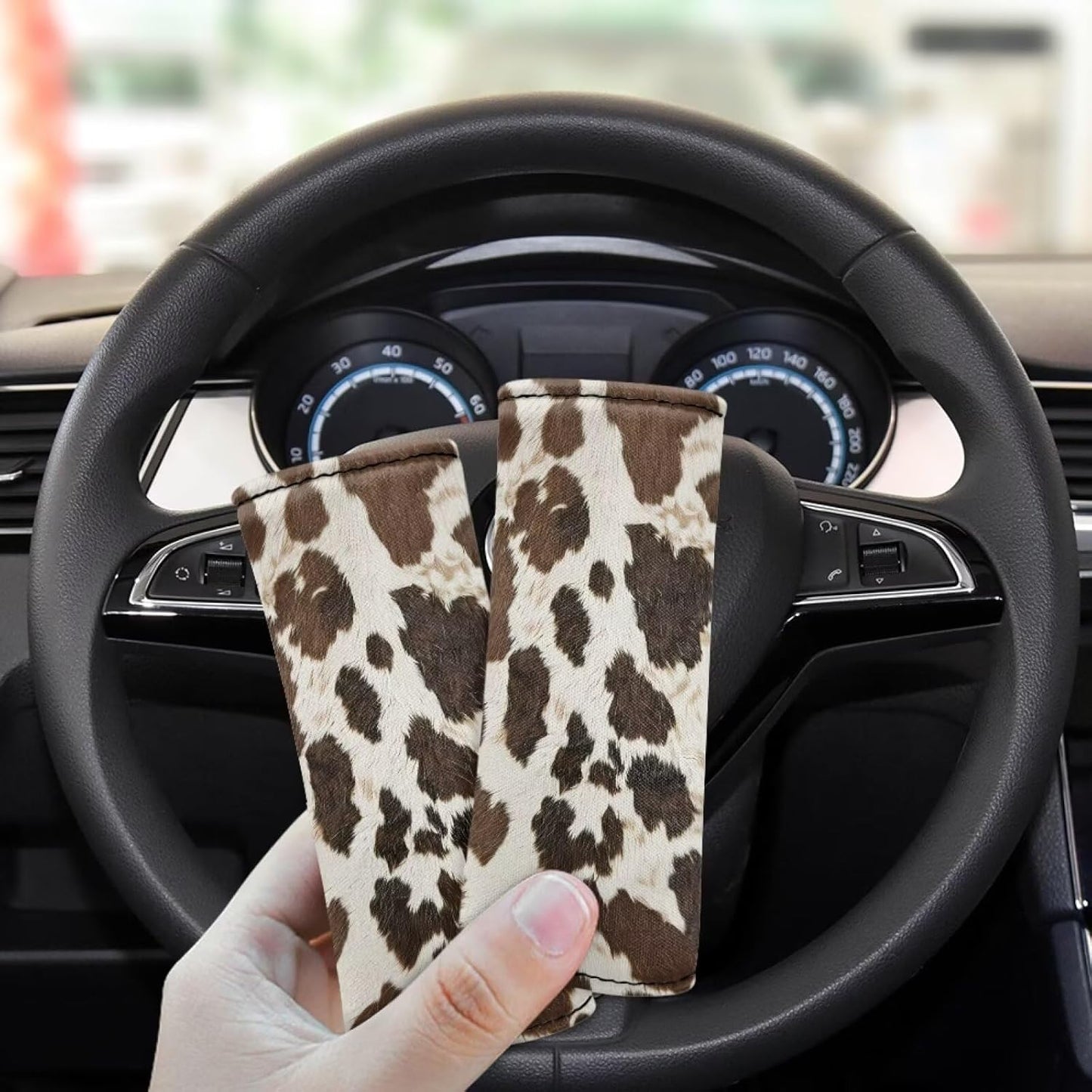 Brown Spot Luggage Handle Wraps for Suitcase Cute Cow Spot Travel Bag Luggage Suitcase Handle Grip Covers Reusable Door Handle Protection