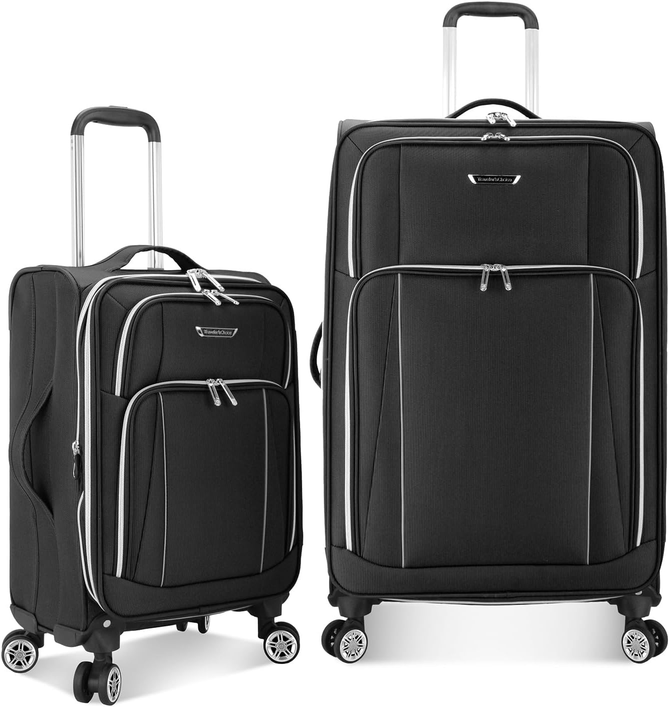 Traveler's Choice Lares Softside Expandable Spinner Wheels, Black, 2 Piece Luggage Set